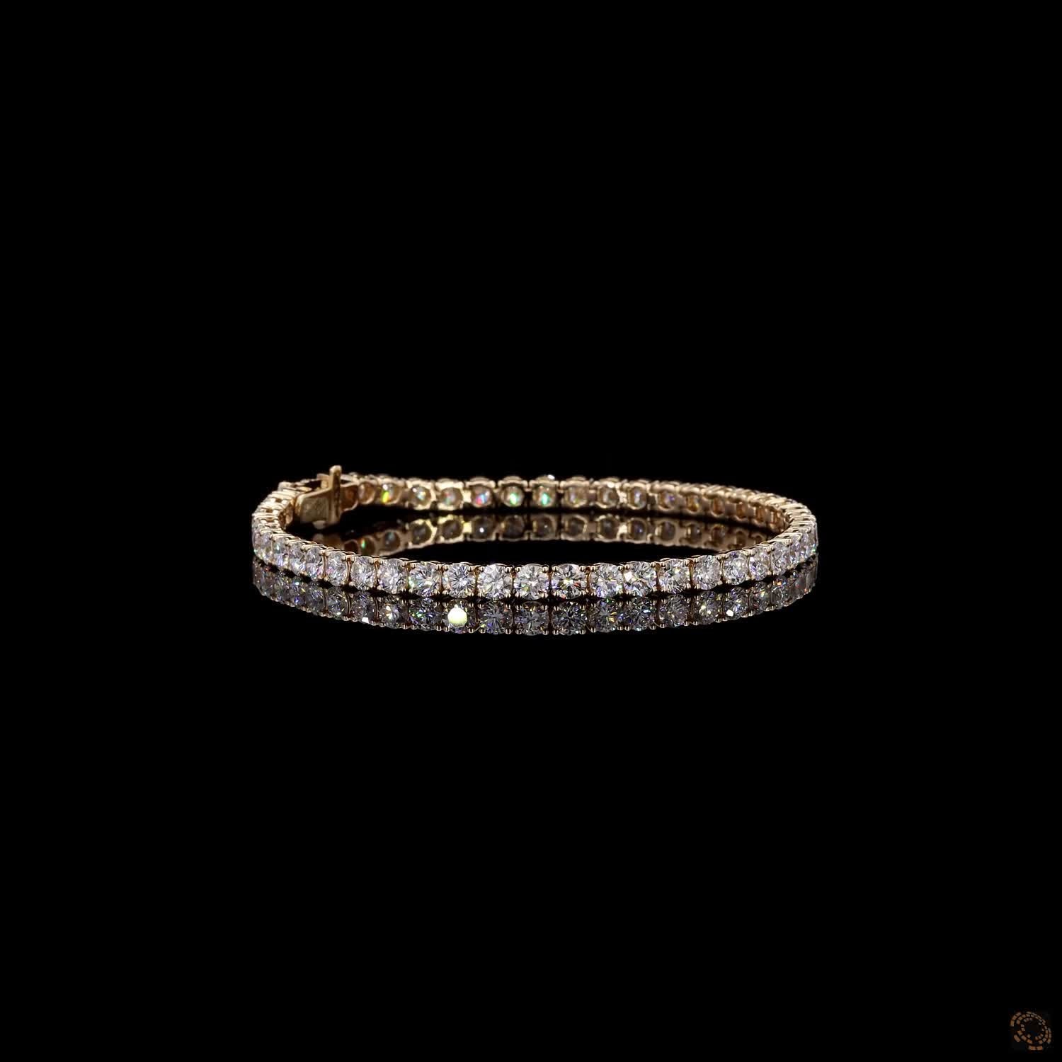 5.95 Ct Diamond Tennis Bracelet Round 14K Yellow Gold