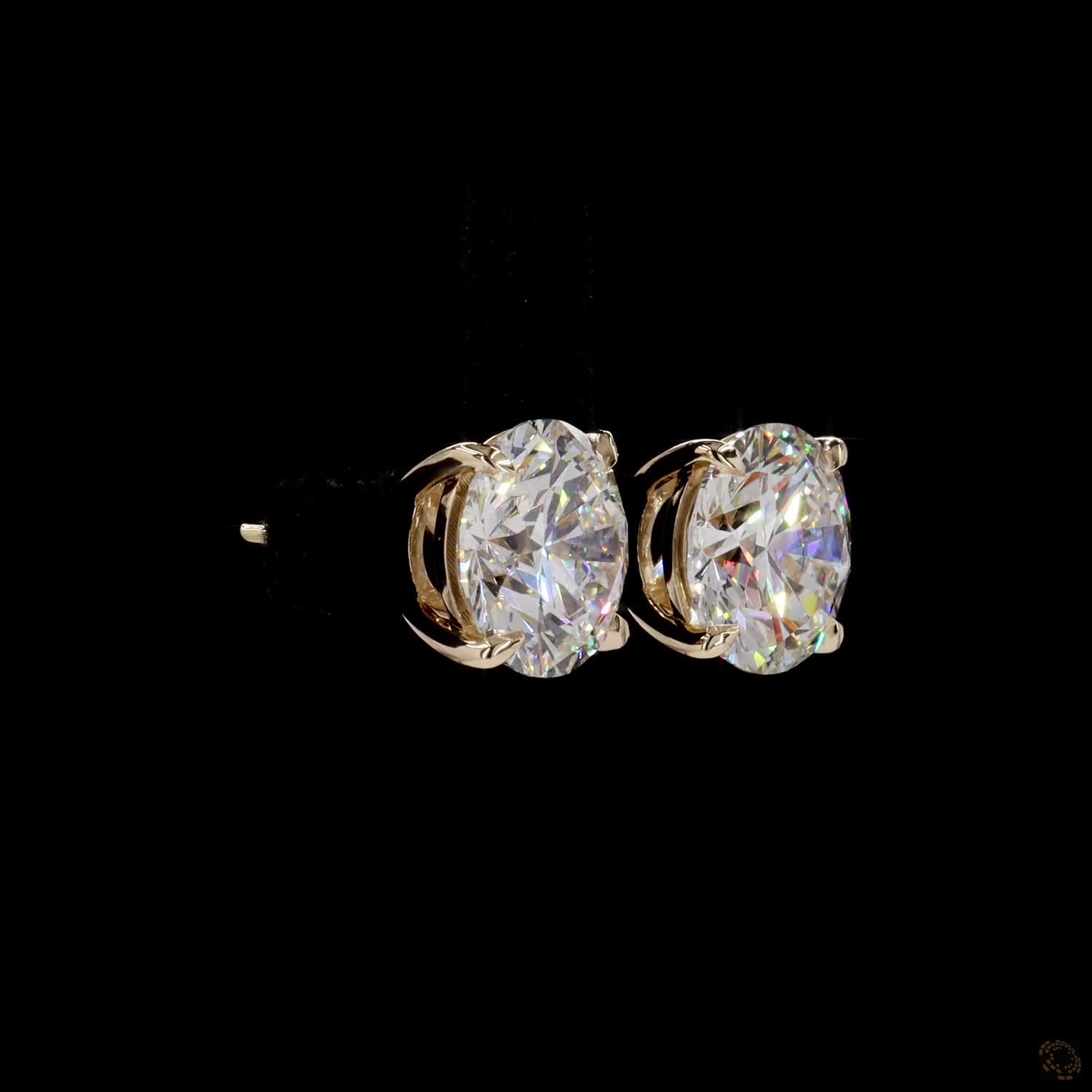 10.12 Ct Round Diamond Solitaire Stud Earrings, High-Polish 14K Yellow Gold 4-Prong Claw Studs for Women