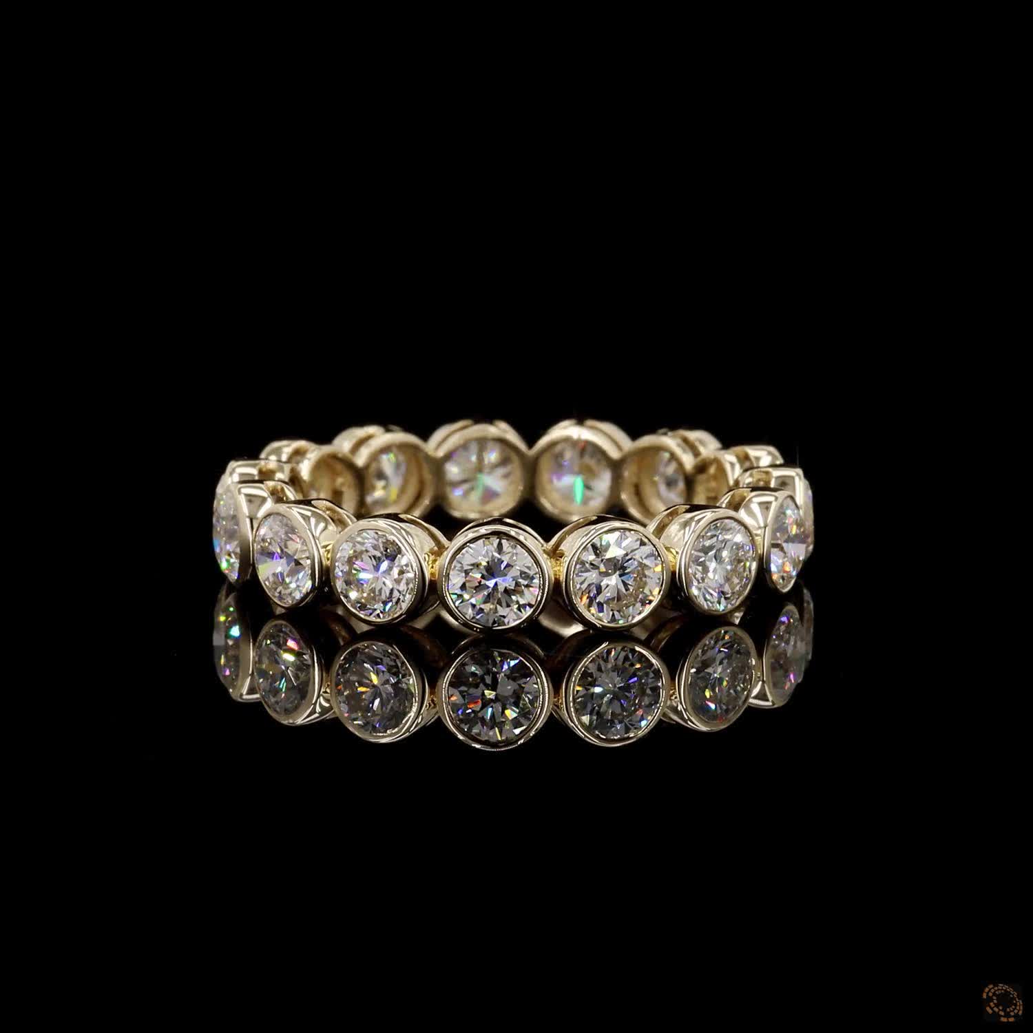 2.79 Ct Round Cut Diamond Bezel Eternity Band – 14KYellow Gold Floating Bezel Wedding Ring