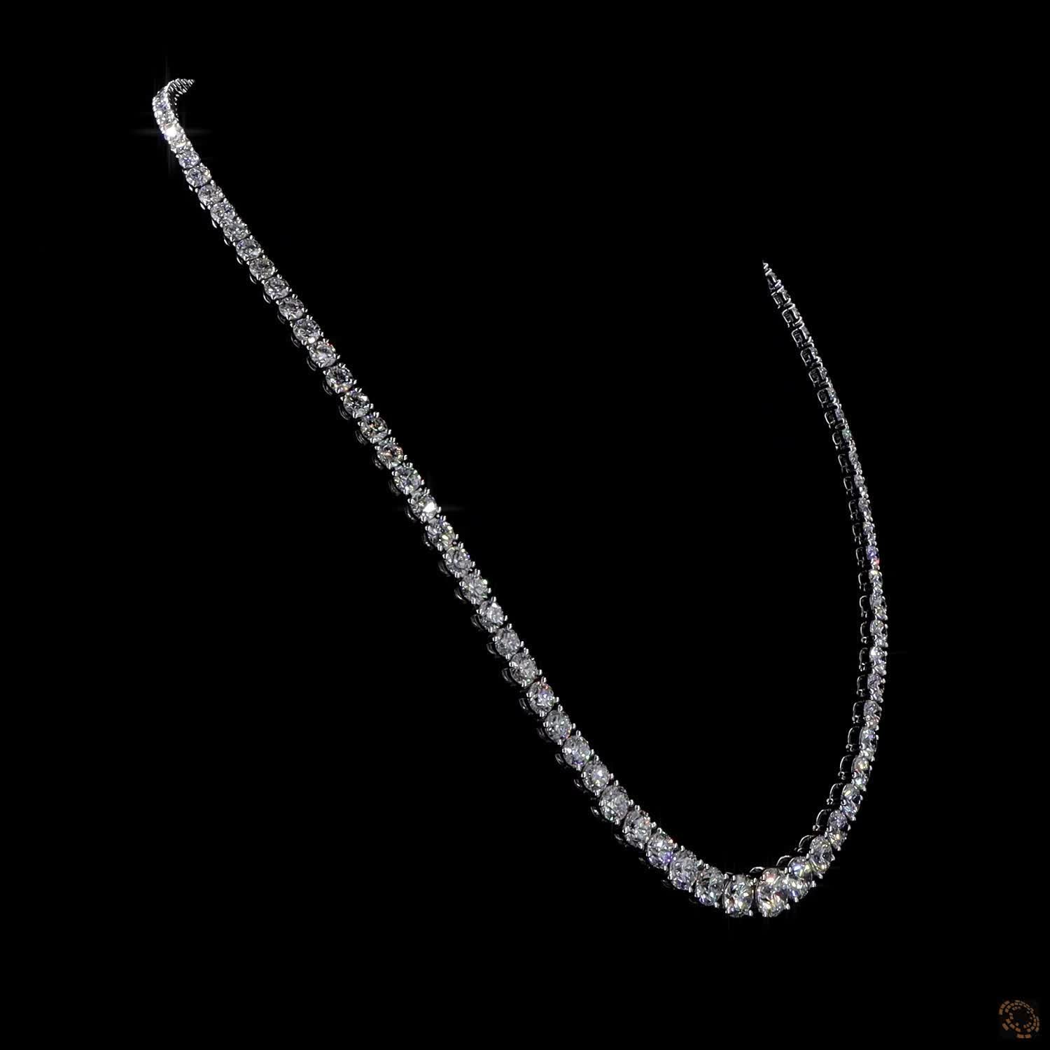 27.80 Cts 14K WHITE GOLD Round Shape Tennis Necklace
