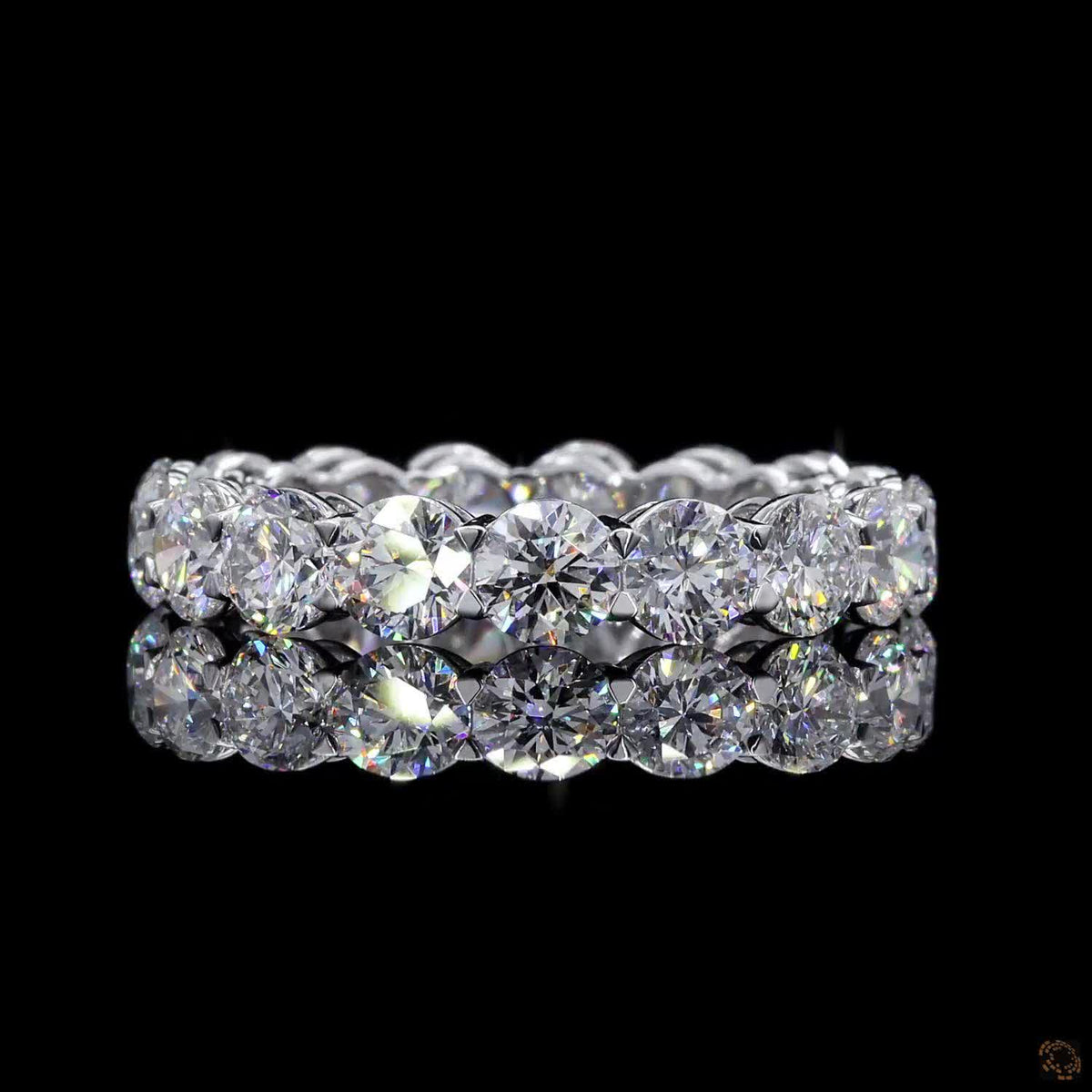 4.42 Ct Full Eternity Wedding Band, Round Brilliant Cut Prong Bridal Band in White Gold