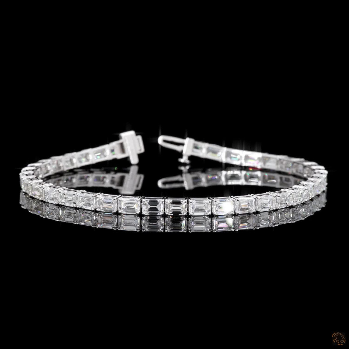 12.74 Ct Modern Bar-Set Emerald-Cut Diamond Tennis Bracelet in 14K White Gold
