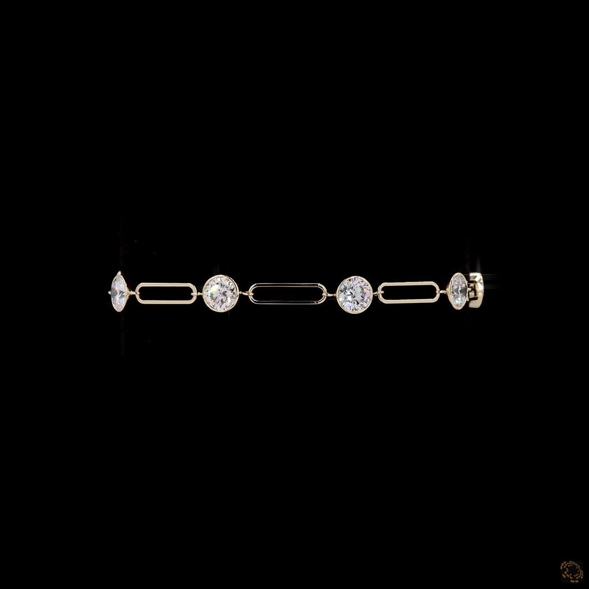 4.23 Ct Bezel-Set Round Diamond Paperclip Chain Bracelet in Yellow Gold