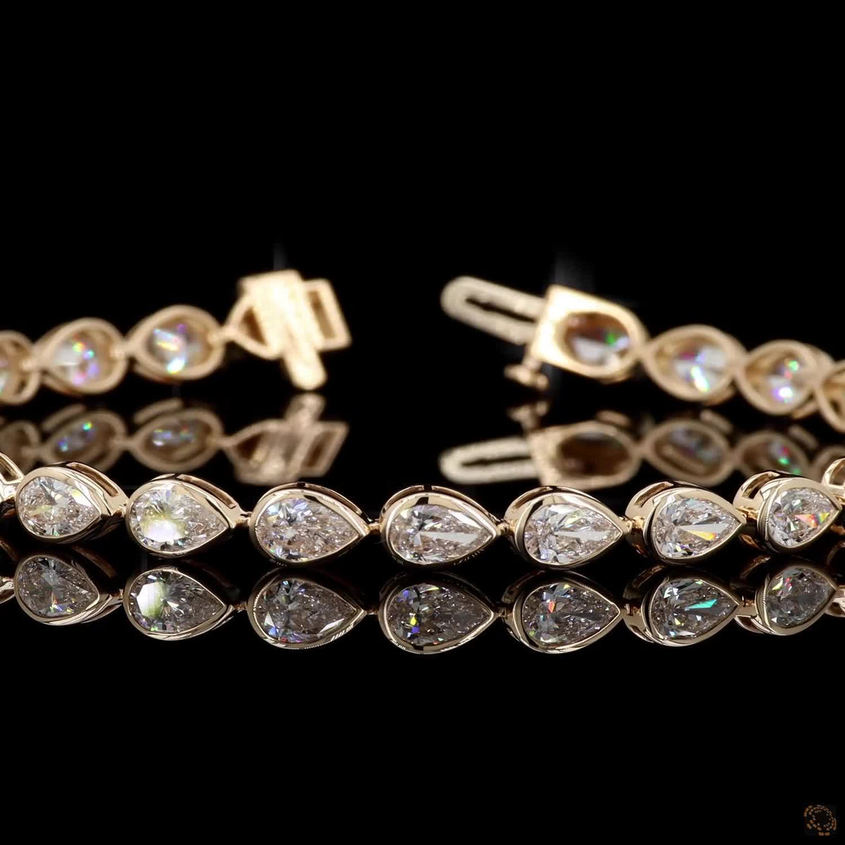 6.29 Ct Gold-Tone Teardrop Crystal Tennis Bracelet – Elegant Sparkling Link Bracelet for Women