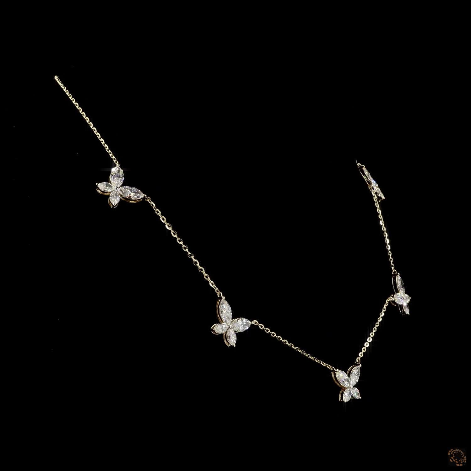 6.46Ct Natural Diamond Butterfly Pendant 14K Yellow Gold