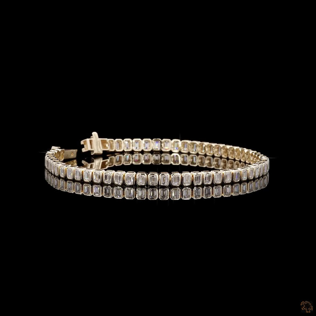 4.76Ct Emerald Cut Lab Grown Diamond Bezel Set Bracelet