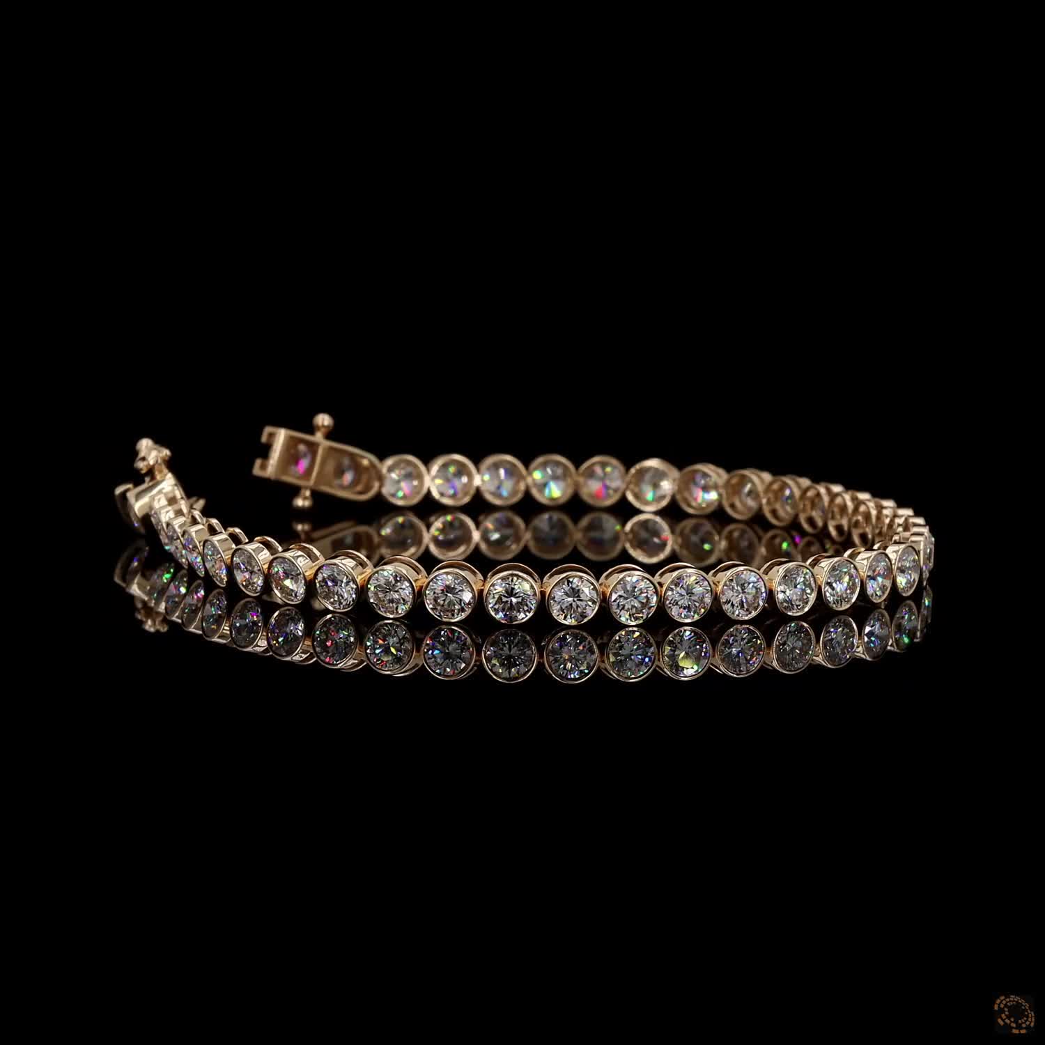 12.85 Ct Gold-Tone Round Crystal Tennis Bracelet for Women – Elegant Sparkling Bracelet
