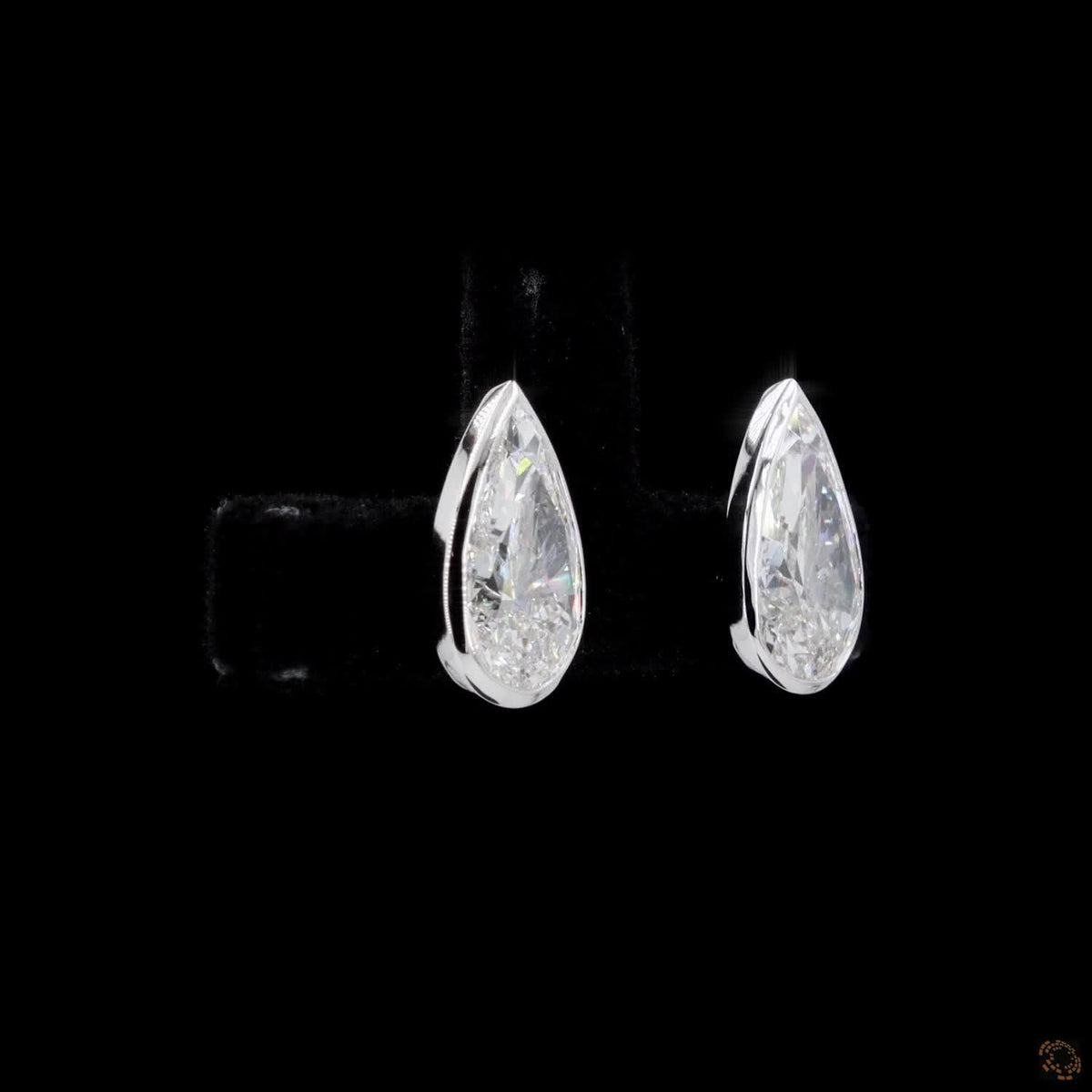 3.02 Ct Pear-Cut Diamond Bezel Stud Earrings in 14K White Gold