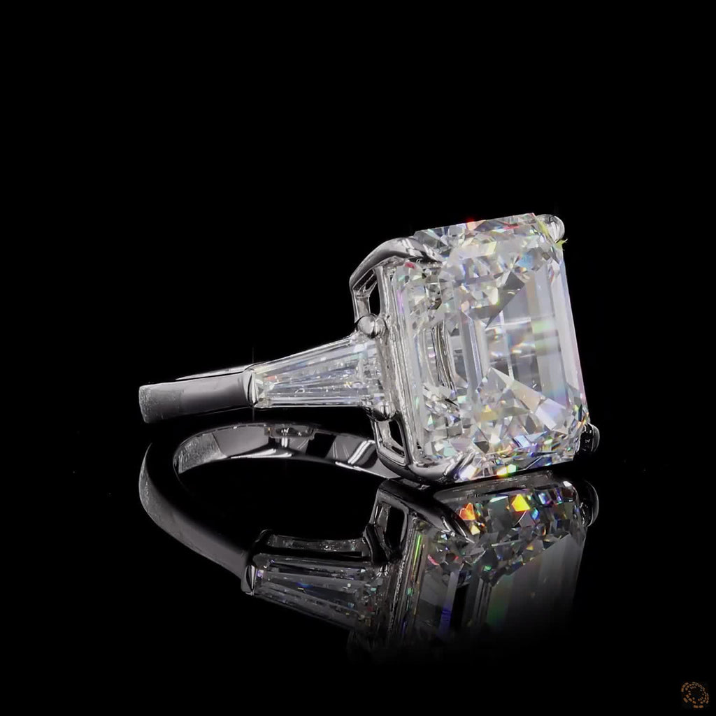 14.05 Ct Emerald cut ring large, Emerald cut Engagement Ring
