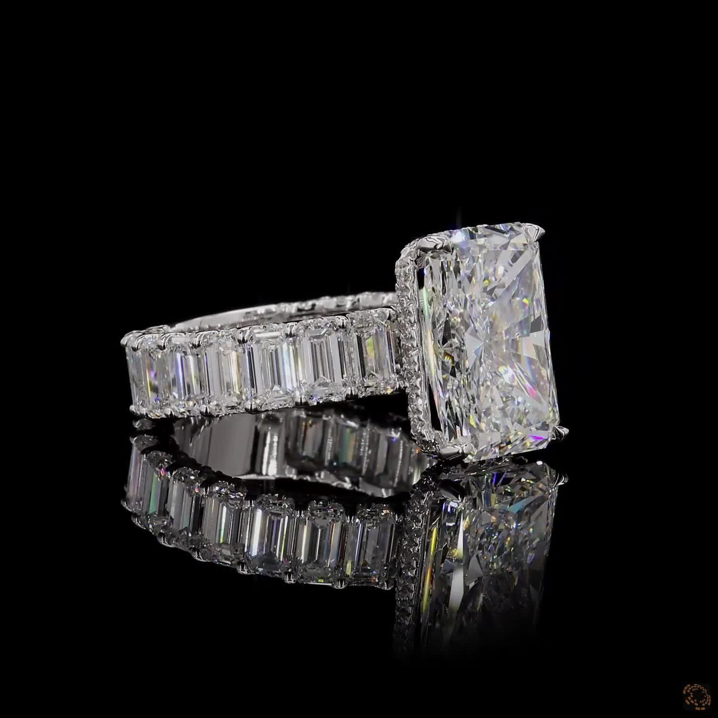 13.46 Ct Radiant Simulated Diamond Ring Ice Eternity Band Bridal Set White Gold Plated