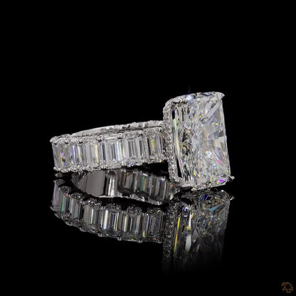 13.46 Ct Radiant Simulated Diamond Ring Ice Eternity Band Bridal Set White Gold Plated