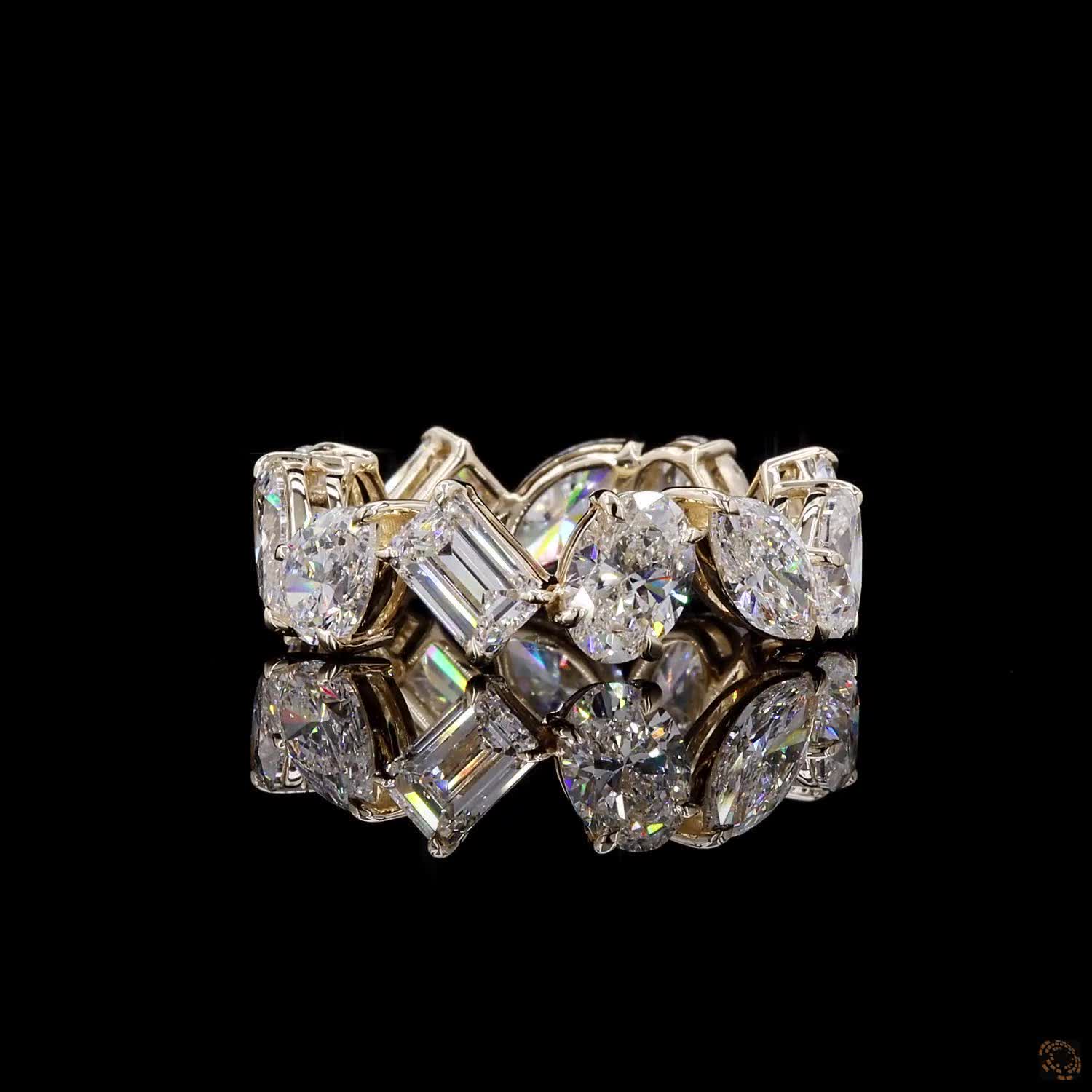 7.18 Ct Prong Set / Shared Prong: Crucial differentiator from the bezel style, targeting buyers looking for maximum diamond exposure and sparkle.