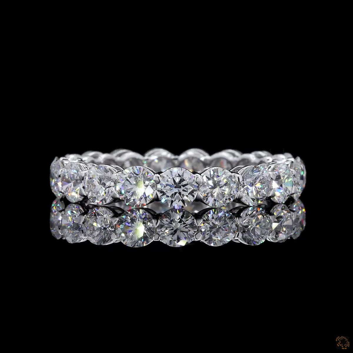 3.47 Ct 14K White Gold Round Brilliant Cut Diamond Eternity Wedding Band | Shared Prong Full Eternity Ring