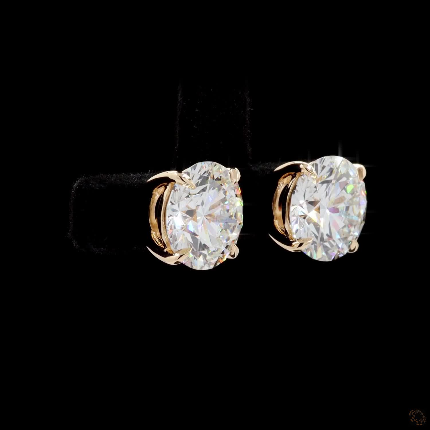 7.15 Ct Round Diamond Solitaire Stud Earrings, High-Polish 14K Yellow Gold 4-Prong Claw Earrings for Women