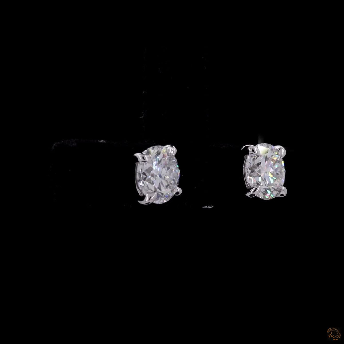 1.45 Ct 14K White Gold Round Cut Solitaire Stud Earrings with Double 4-Prongs