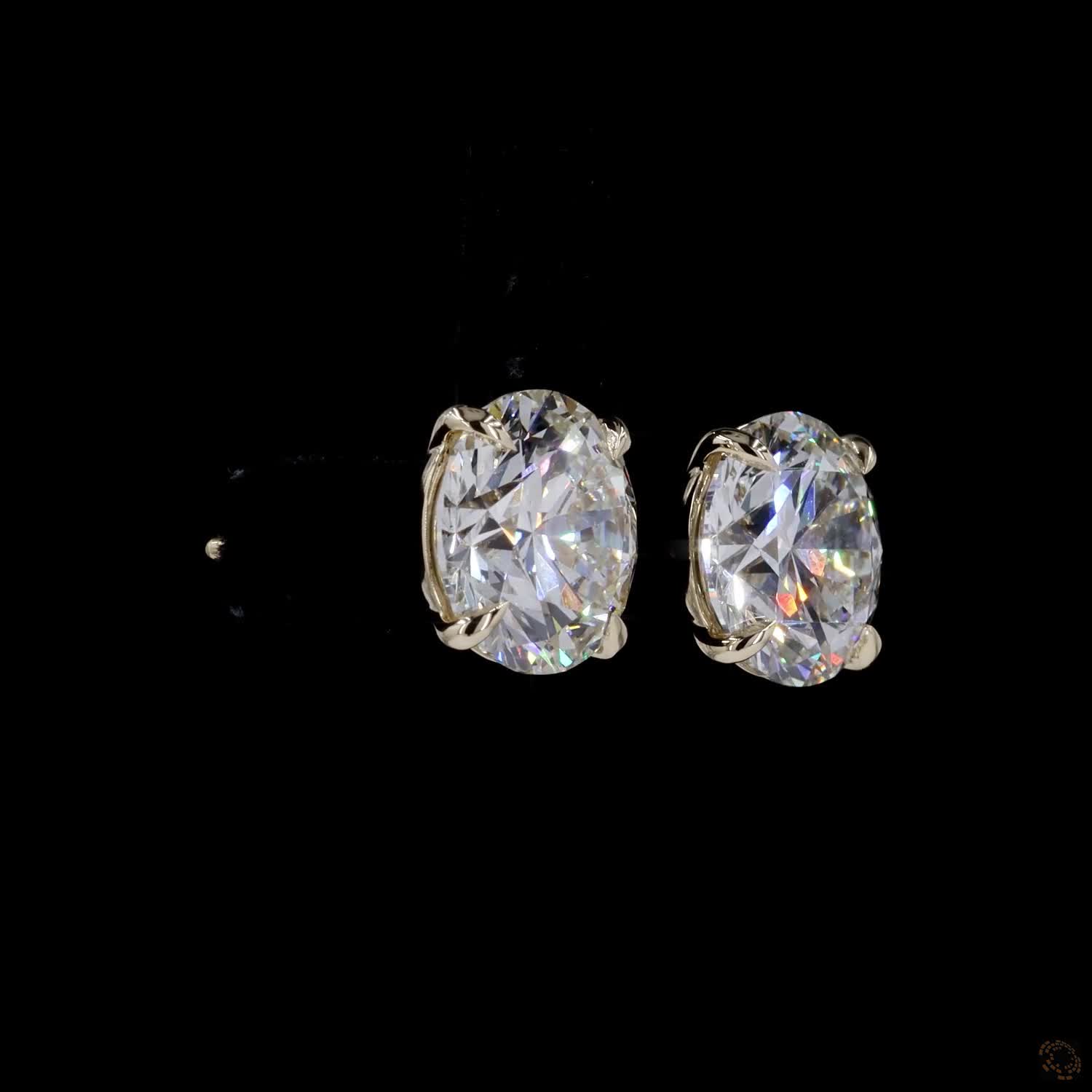 10.09 Ct Round Diamond Solitaire Stud Earrings, High-Polish 14K Yellow Gold 4-Prong Split Claw Studs for Women