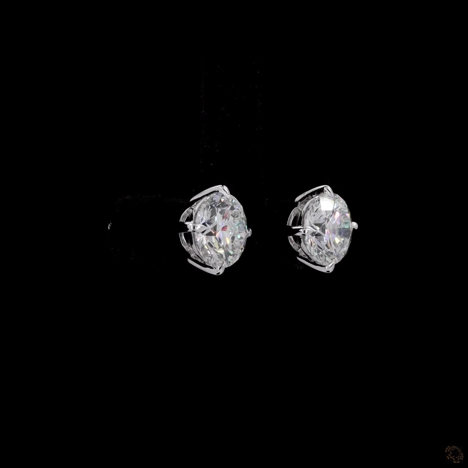 3.08 Ct 14K White Gold  Brilliant Cut Diamond Stud Earrings – Elegant 3-Prong Solitaire Earring Set