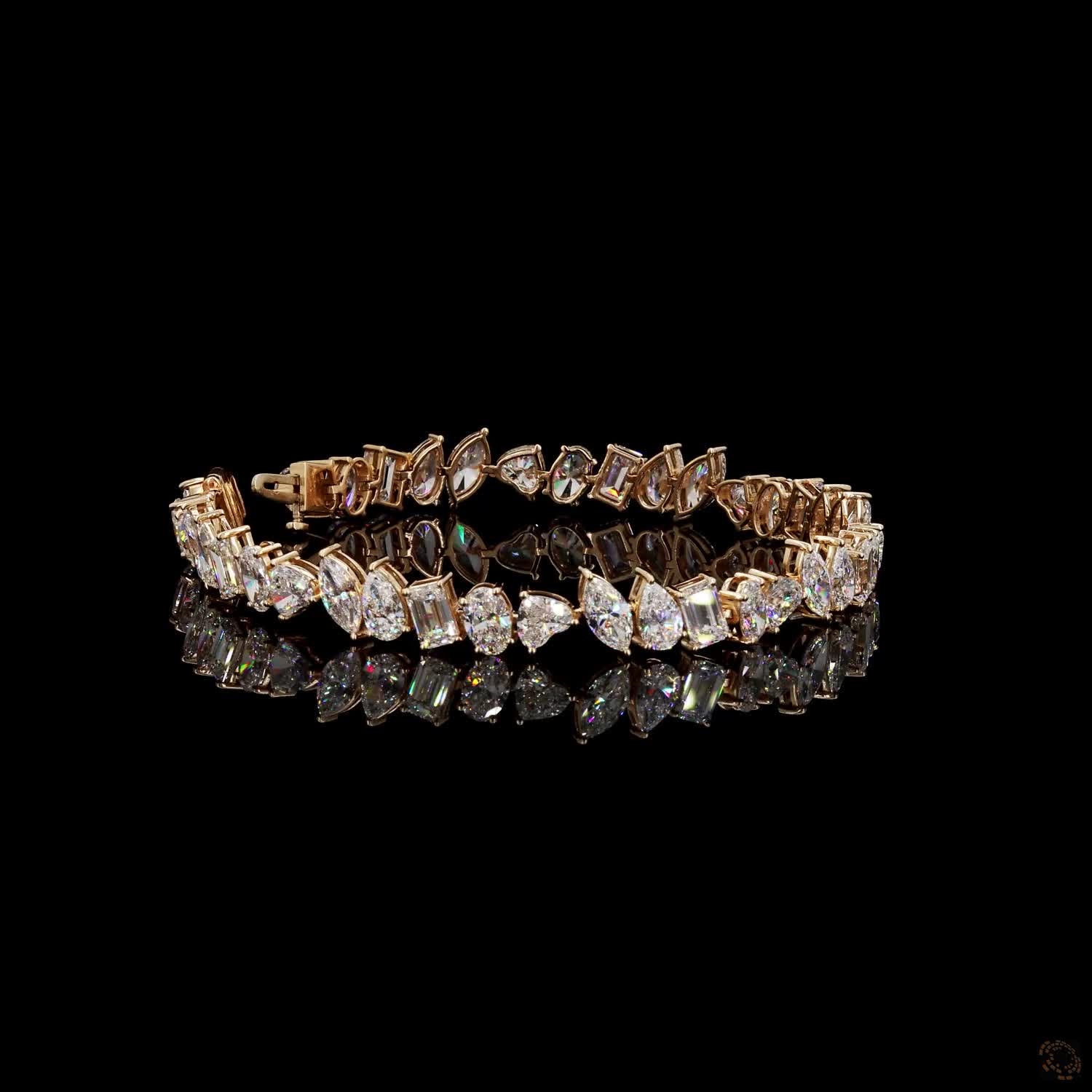 12.65 Ct Mixed-Shape / Fancy-Cut Tennis Bracelet multi-shape cluster sequence