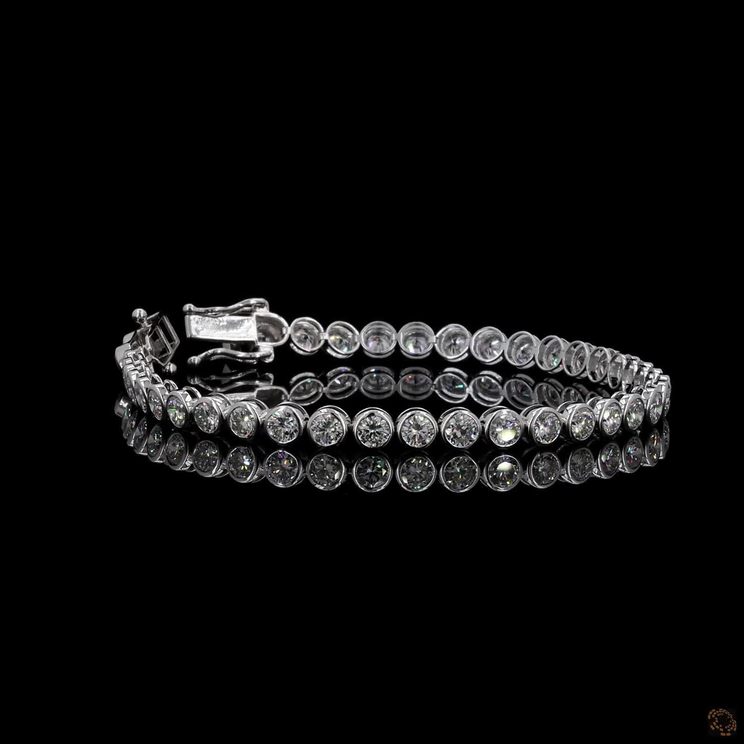 8.35 Ct Silver Round Crystal Tennis Bracelet for Women – Classic Sparkling Link Bracelet