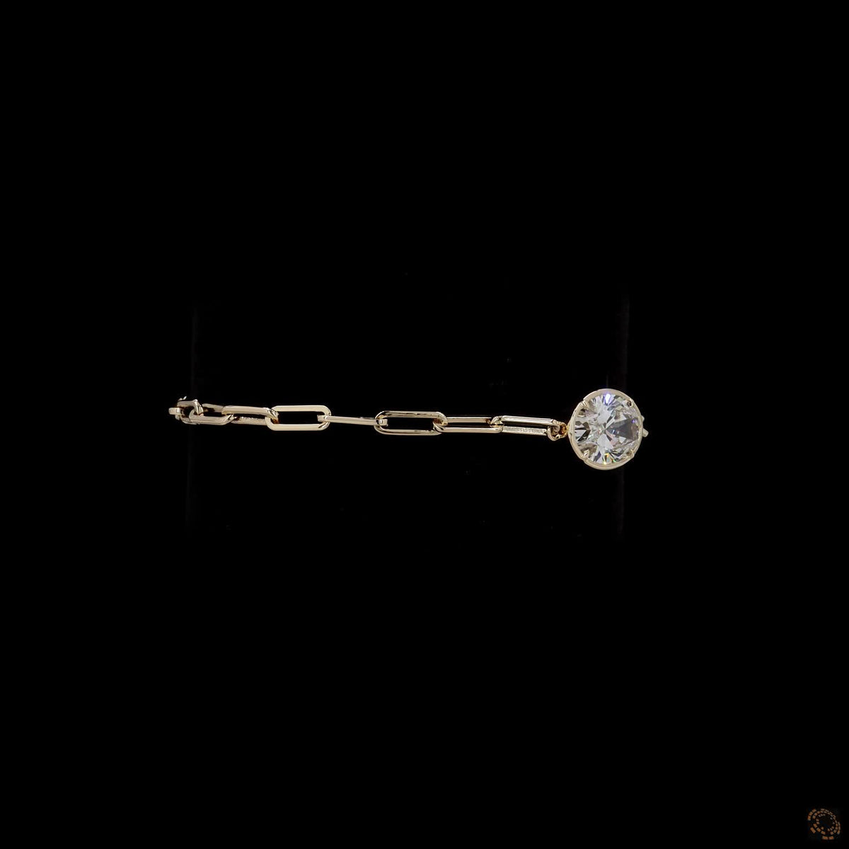 3.09 Ct East-West Oval Cut Diamond Paperclip Link Bracelet in Yellow Gold