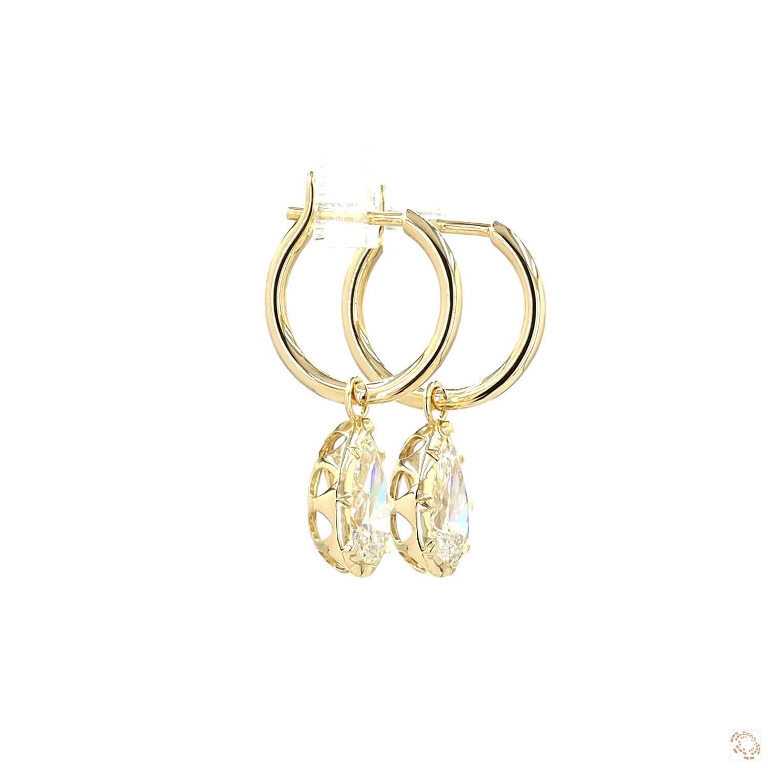 3.17 Pear Shaped Diamond Huggie Earrings | Fine Gold Dangle Jewelry