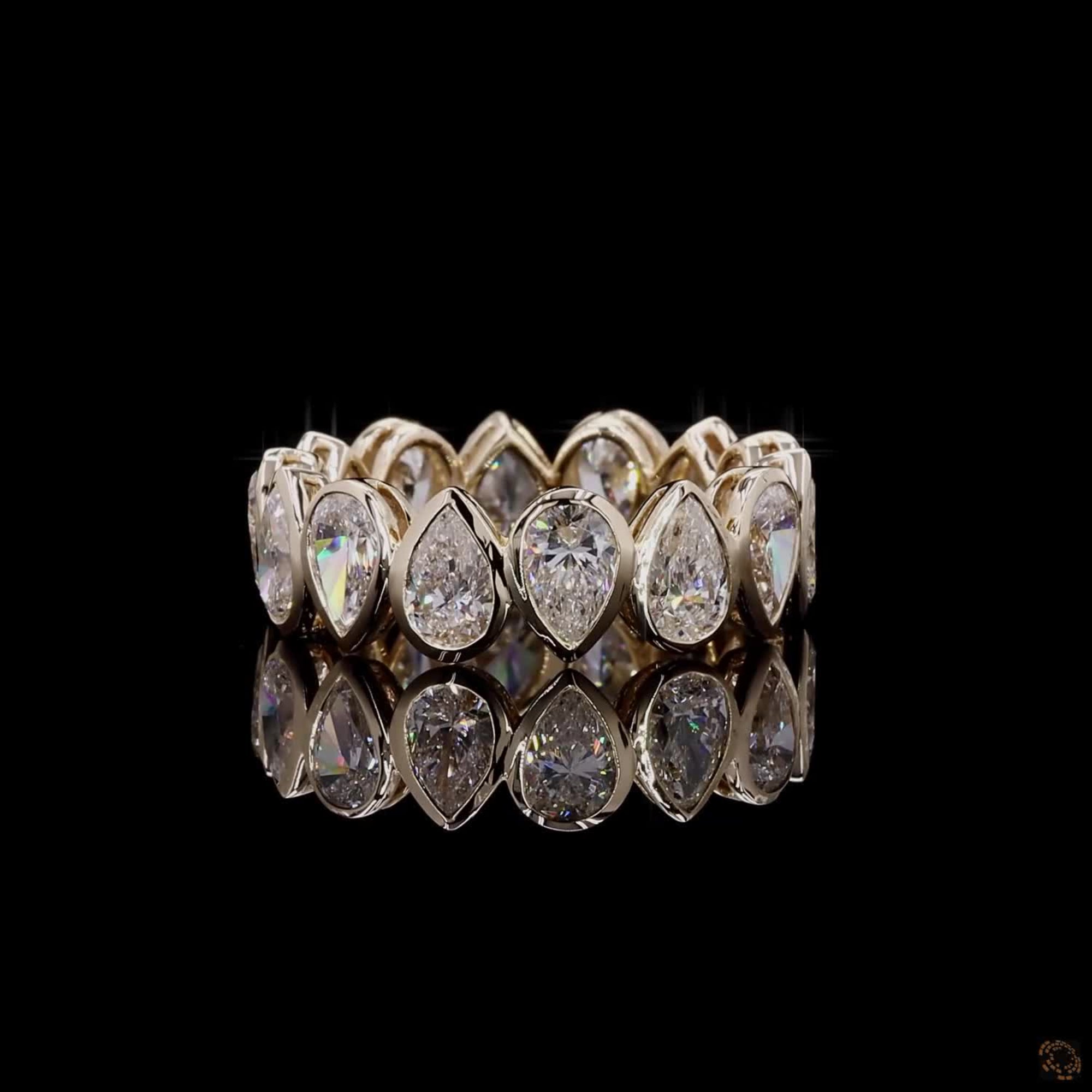 3.56 Ct Bezel Set Pear Diamond Eternity Band | Full Circle Lab Grown Diamond Ring | Elegant Stackable Wedding Band