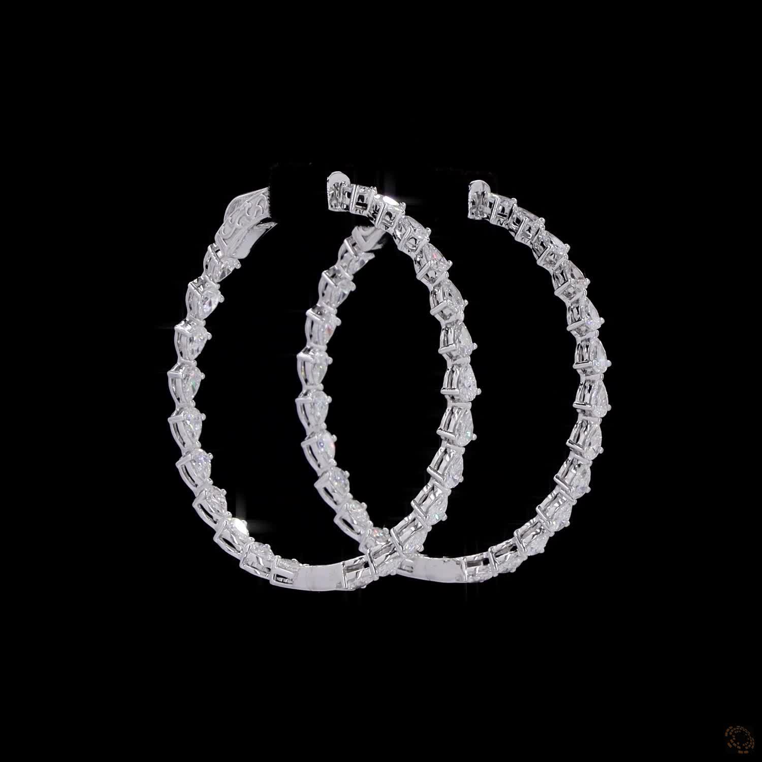 4.44 Ct White Gold Pear-Cut Diamond Inside-Out Hoop Earrings