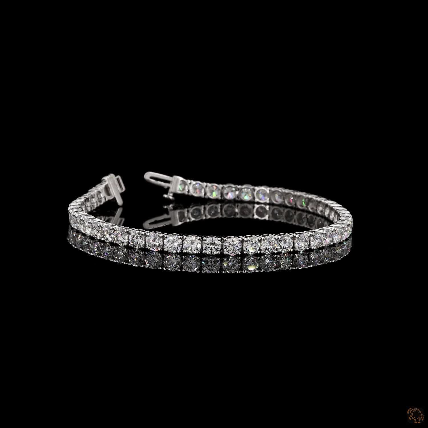 9.41 Ct Round Diamond Eternity Line Bracelet in White Gold