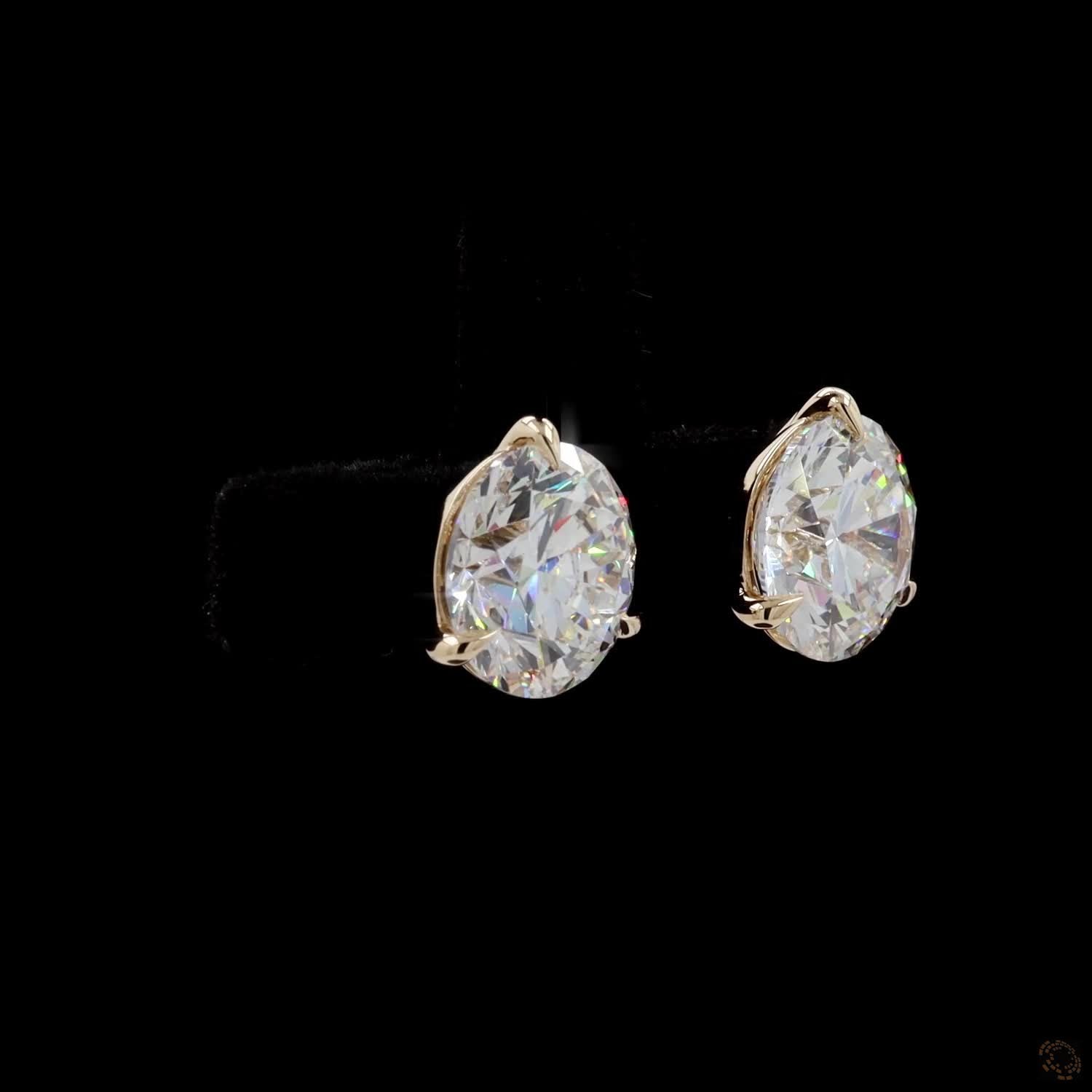 5.10 Ct Classic Round Cut Diamond Solitaire Stud Earrings in 14K Yellow Gold | 3-Prong Martini Setting