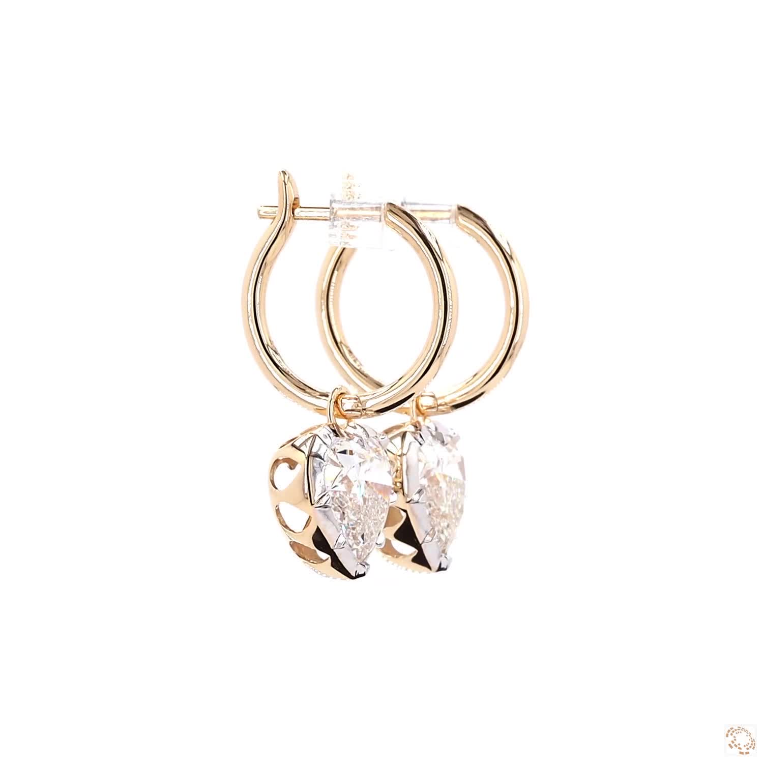 6.06 Ct Heart Cut Diamond Drip Drop Earrings with White Gold Bezel Accent
