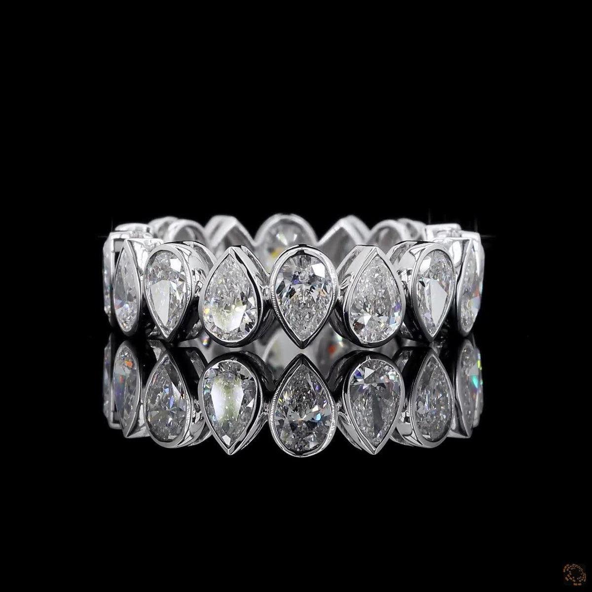 4.16 Ct Bezel-Set Pear Cut Diamond Eternity Band in White Gold