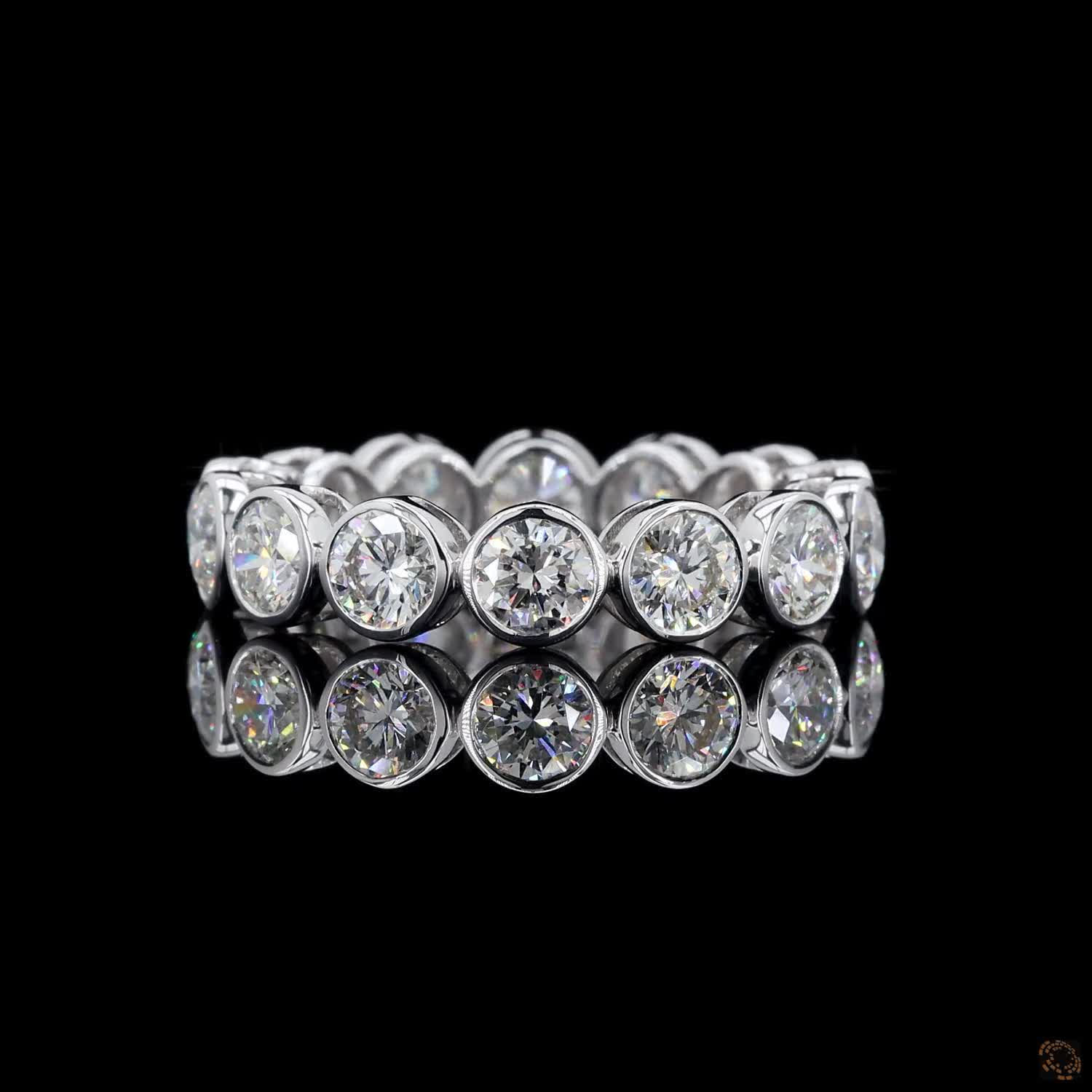 3.67 Ct Round Cut Diamond Bezel Eternity Band – 14K White Gold Floating Bezel Wedding Ring