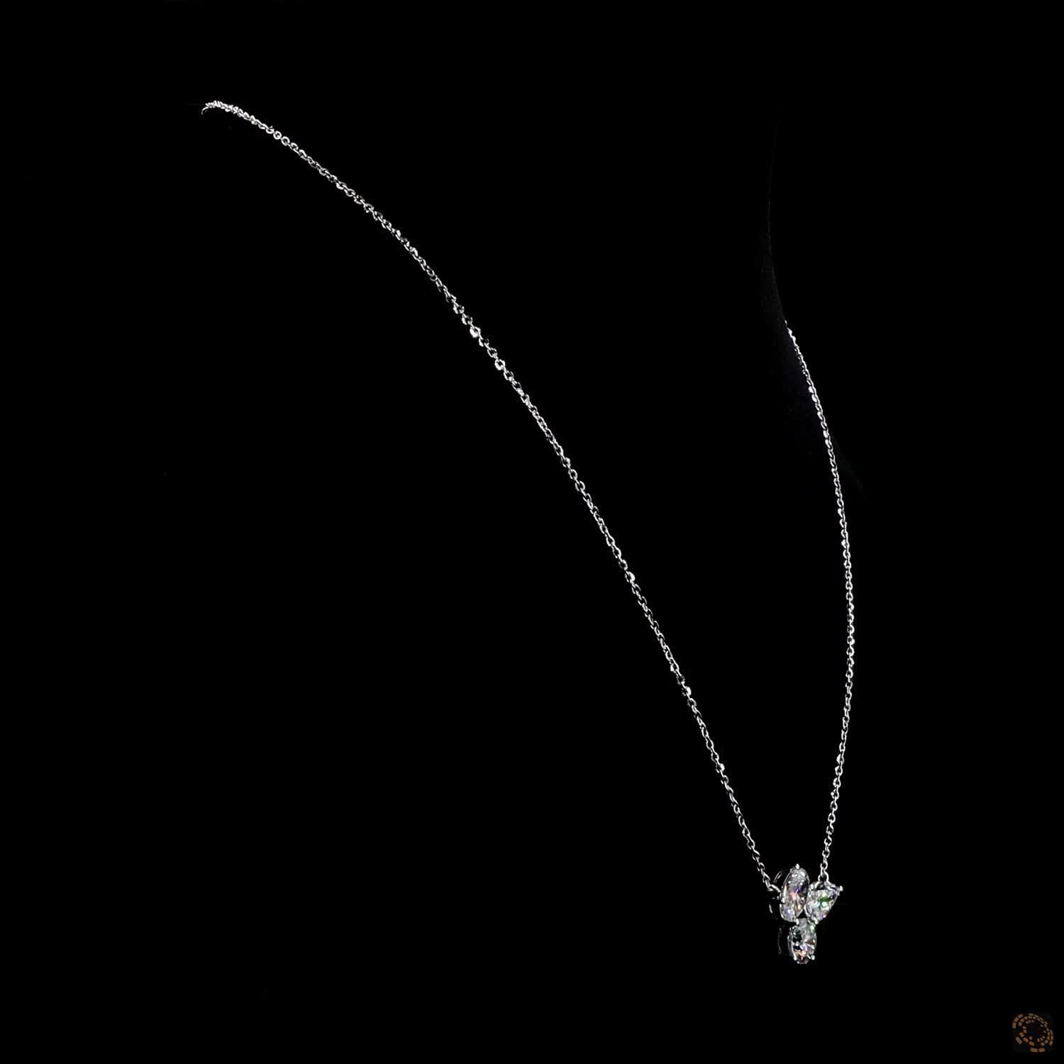 3.27 Cts Three Stone Diamond Pendant Necklace