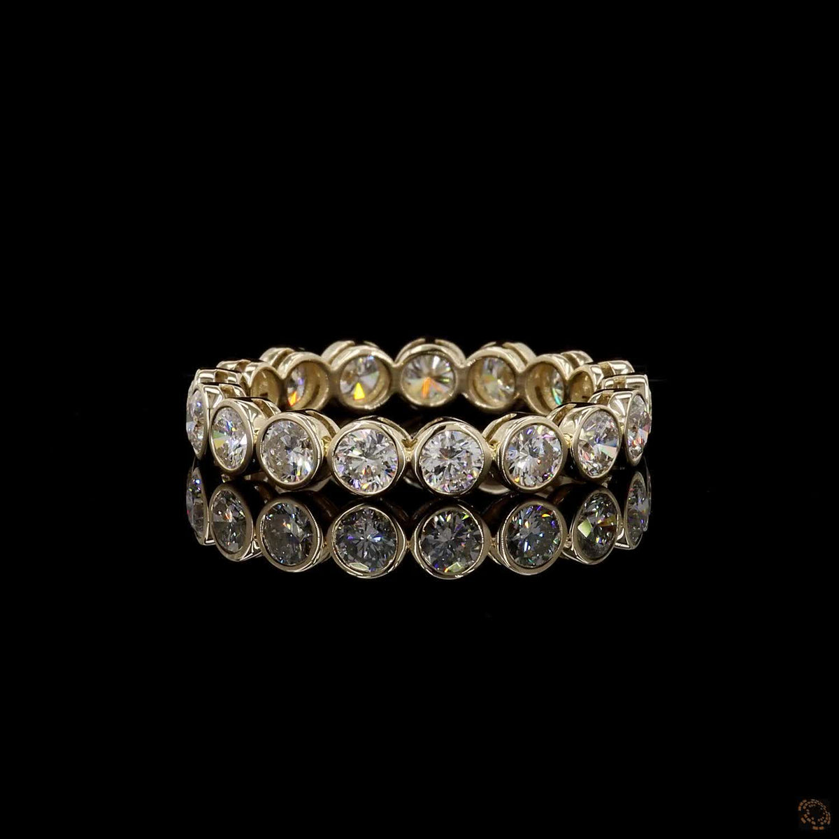 1.90 Ct Round Cut Diamond Bezel Eternity Band – 14K Yellow Gold Floating Bezel Wedding Ring