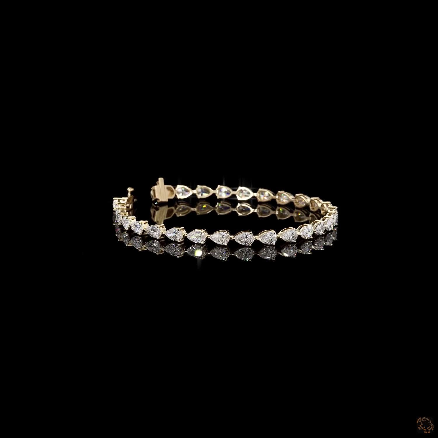 7.00 Ct Yellow Gold Fency  Bracelet, Horizontal East West Moissanite Eternity Bracelet, Modern Everyday Stackable Fine Jewelry, Chic Gift for Her