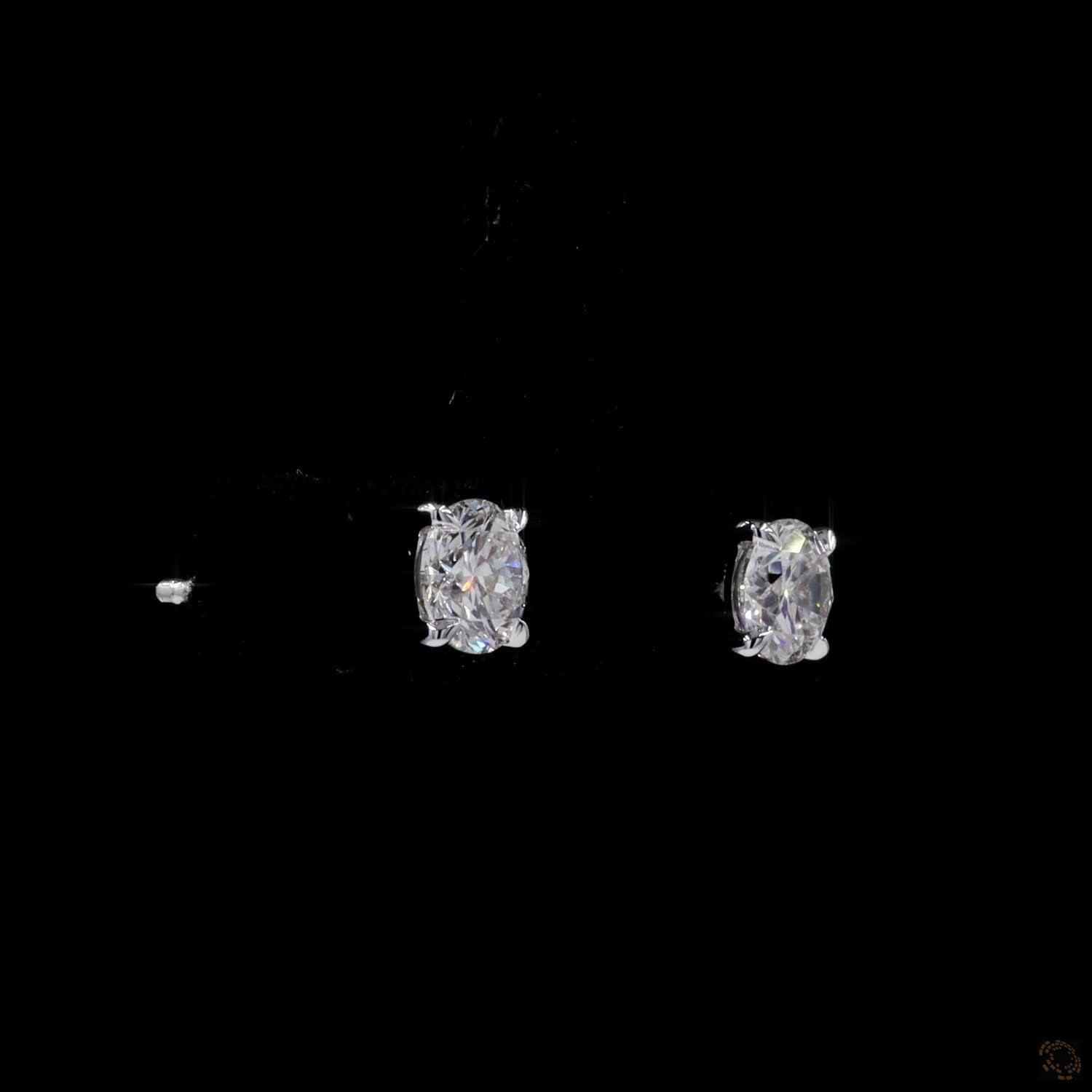1.02 Ct Solid 14K White Gold Round Brilliant Cut Diamond Stud Earrings – Classic 4-Prong Double-Claw Solitaire Studs