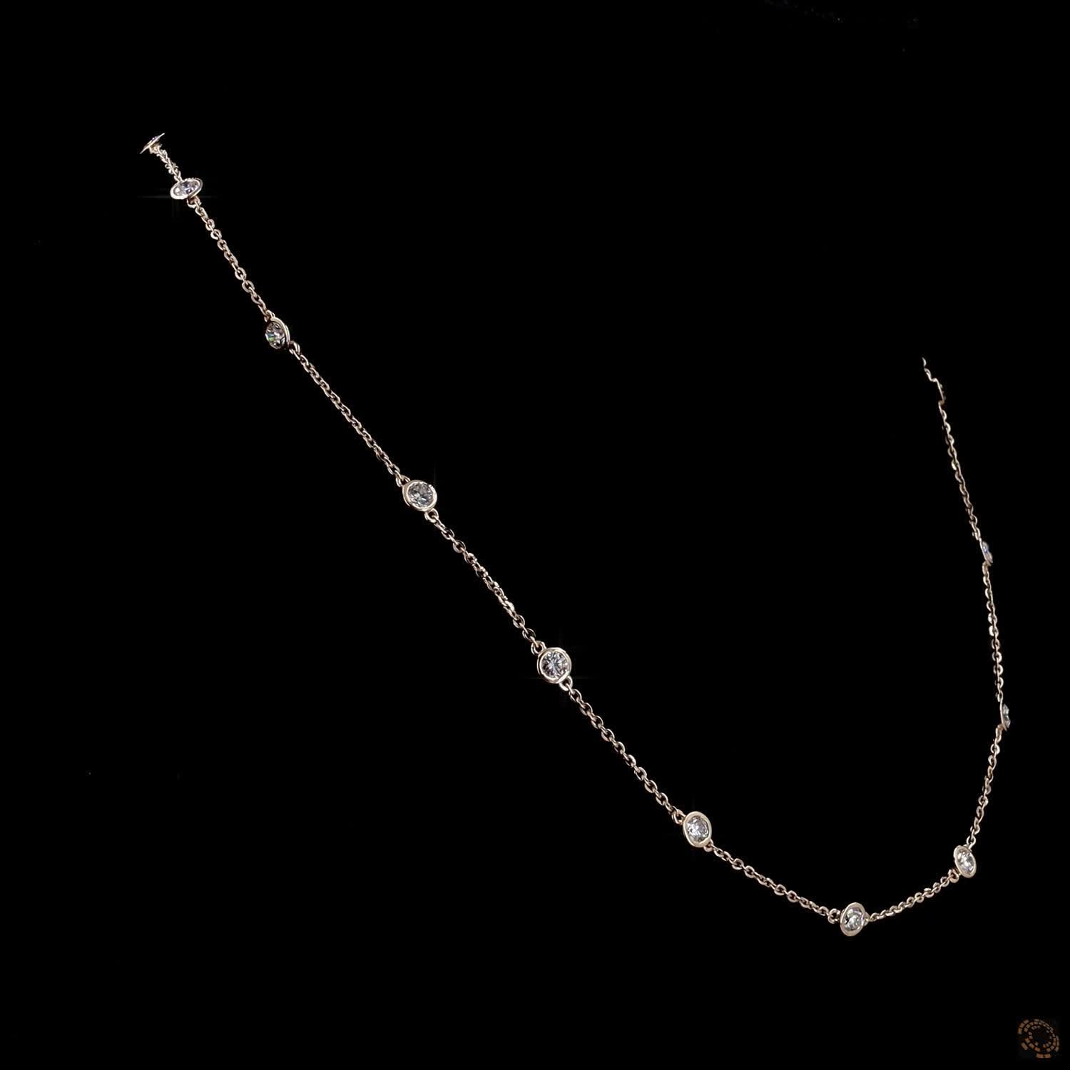 1.97 Ct Rose Gold Bezel Set Round Diamond Station Fashion Necklace