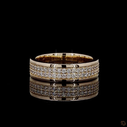 0.91 Ct Yellow Gold 62 Round Diamond  Wedding Band Ring