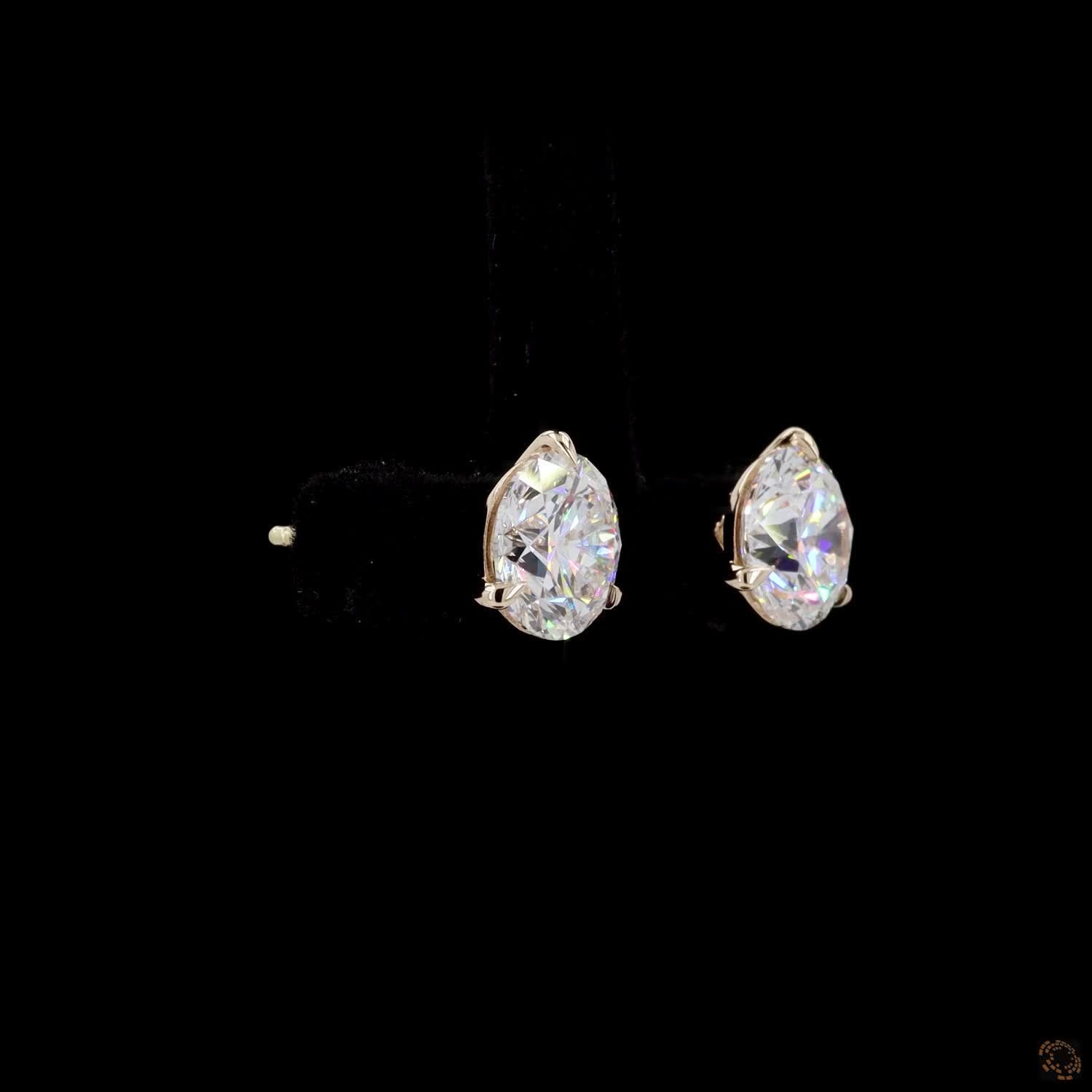 4.2 Ct Three-Prong Round Diamond Stud Earrings in 14K Yellow Gold
