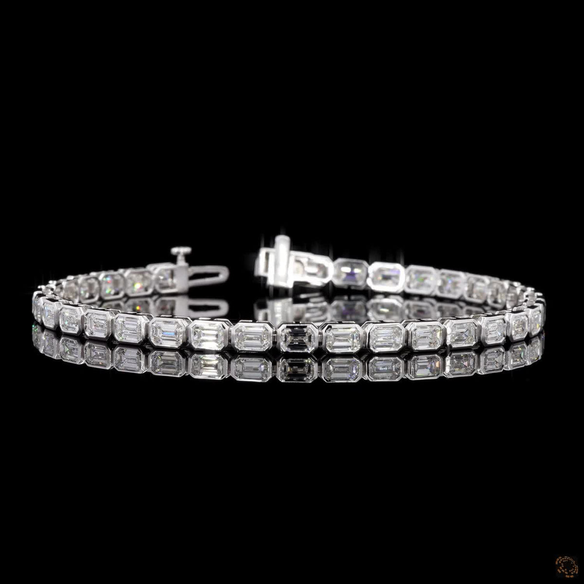 12.74 Ct Bar Set Emerald Cut Diamond Bracelet, Emerald Cut Tennis Bracelet White Gold, Horizontal Bar Diamond Bracelet, Minimalist Emerald Cut Bracelet