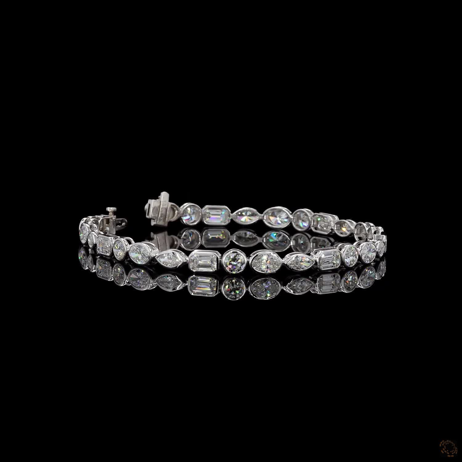 9.35 Ct Multi-Shape Diamond Bezel Station Line Bracelet in White Gold