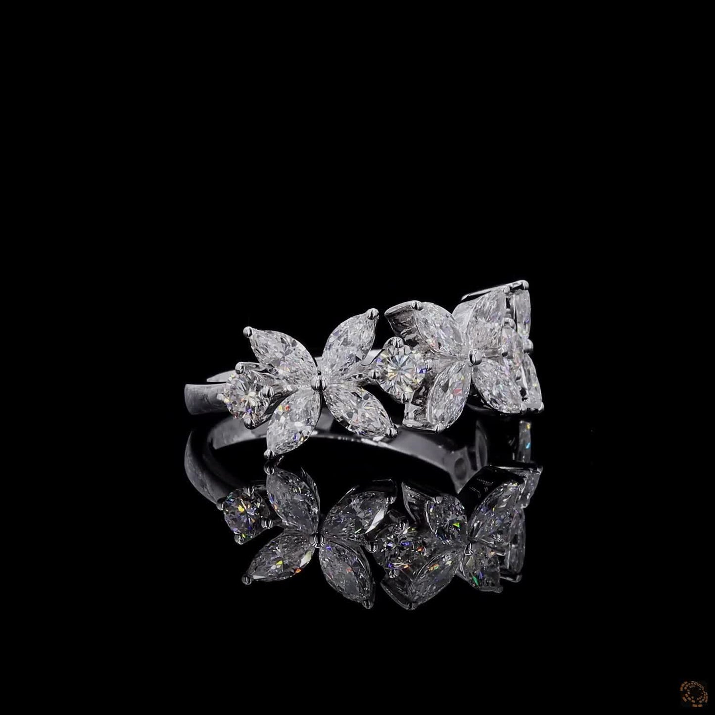  1.01 Ct Flower Shaped Round & Marquise Cut Half Eternity Wedding Band