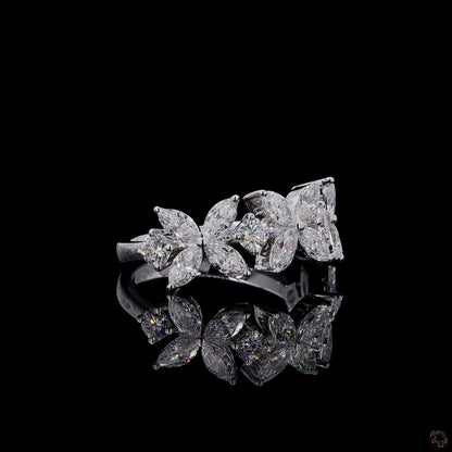  1.01 Ct Flower Shaped Round & Marquise Cut Half Eternity Wedding Band