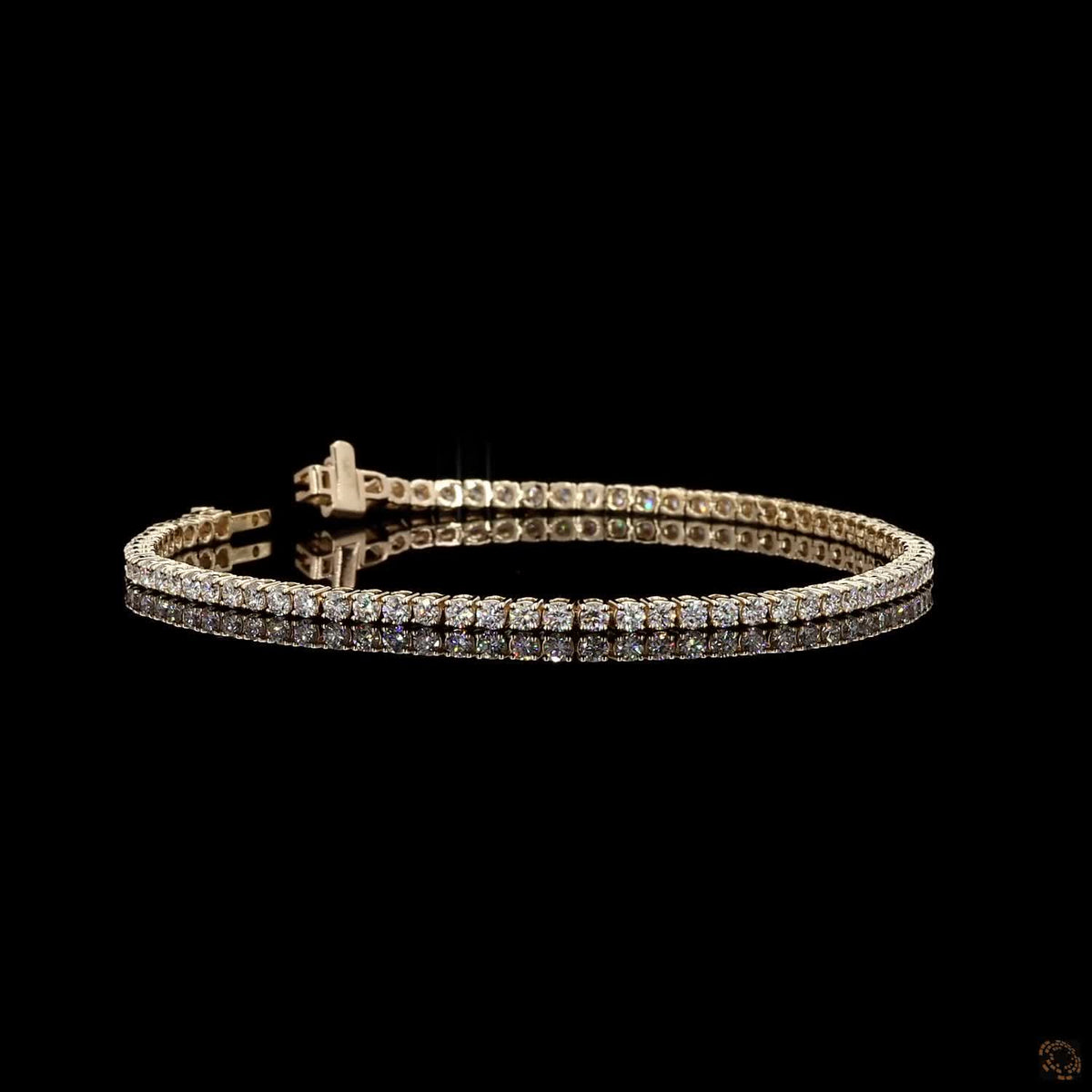 2.54 Ct Yellow Gold Round Cut Tennis Bracelet, Warm 14K Gold Eternity Line Bracelet, Classic Everyday Fine Jewelry Gift for Her