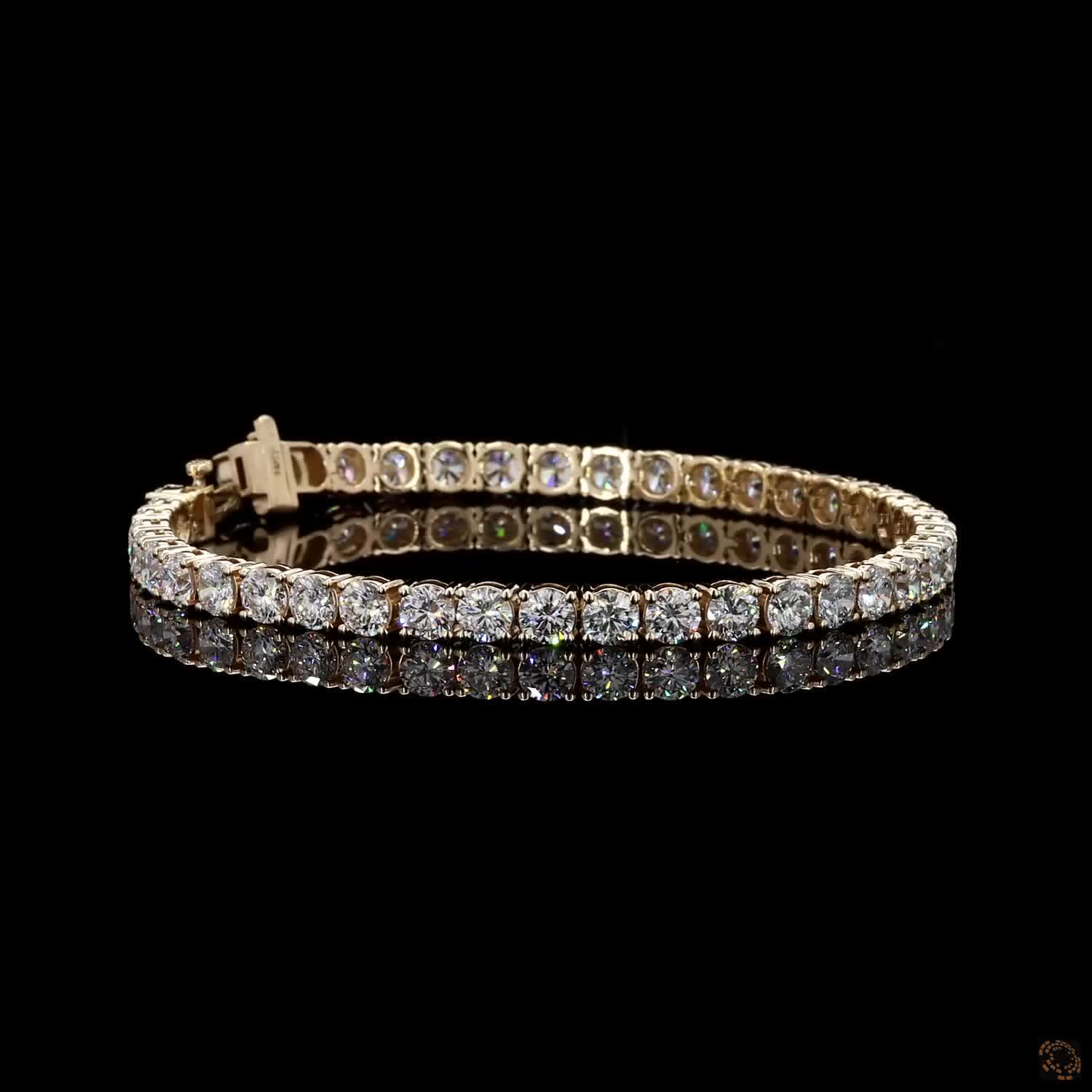 10.64 Ct Graduated Round Cut Tennis Bracelet in 14K Yellow Gold | Center-Focused Diamond Alternative Line Bracelet