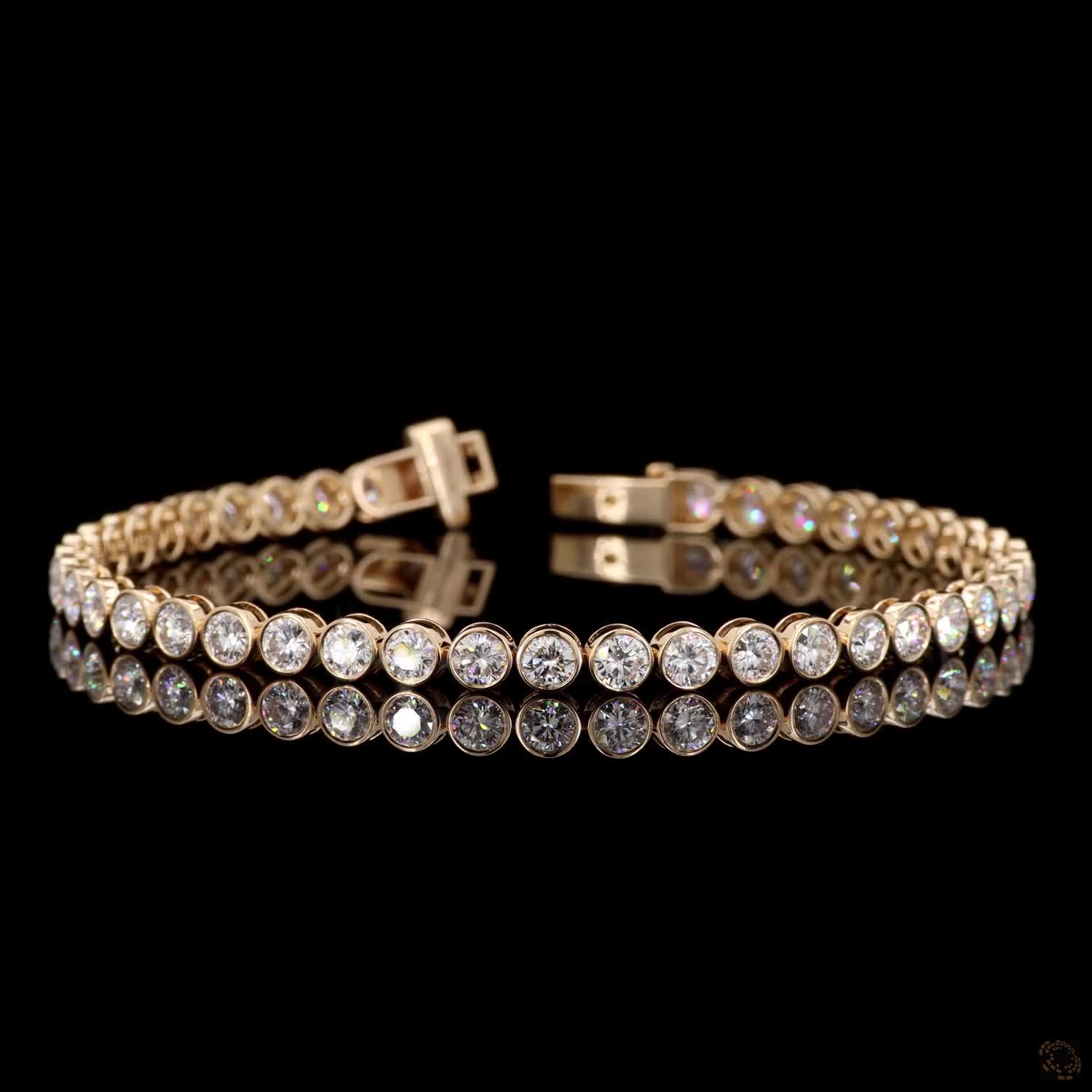 5.60 Ct Round Cut Diamond Full-Bezel Tennis Bracelet