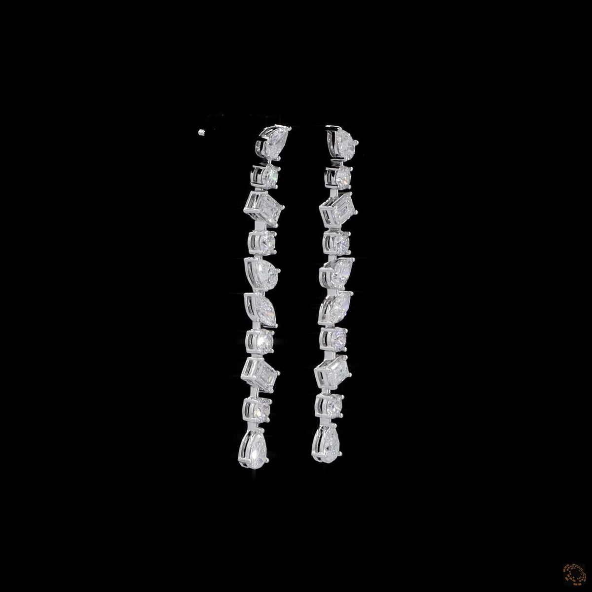 4.61 Ct Multi-Shape Diamond Linear Drop Earrings in White Gold
