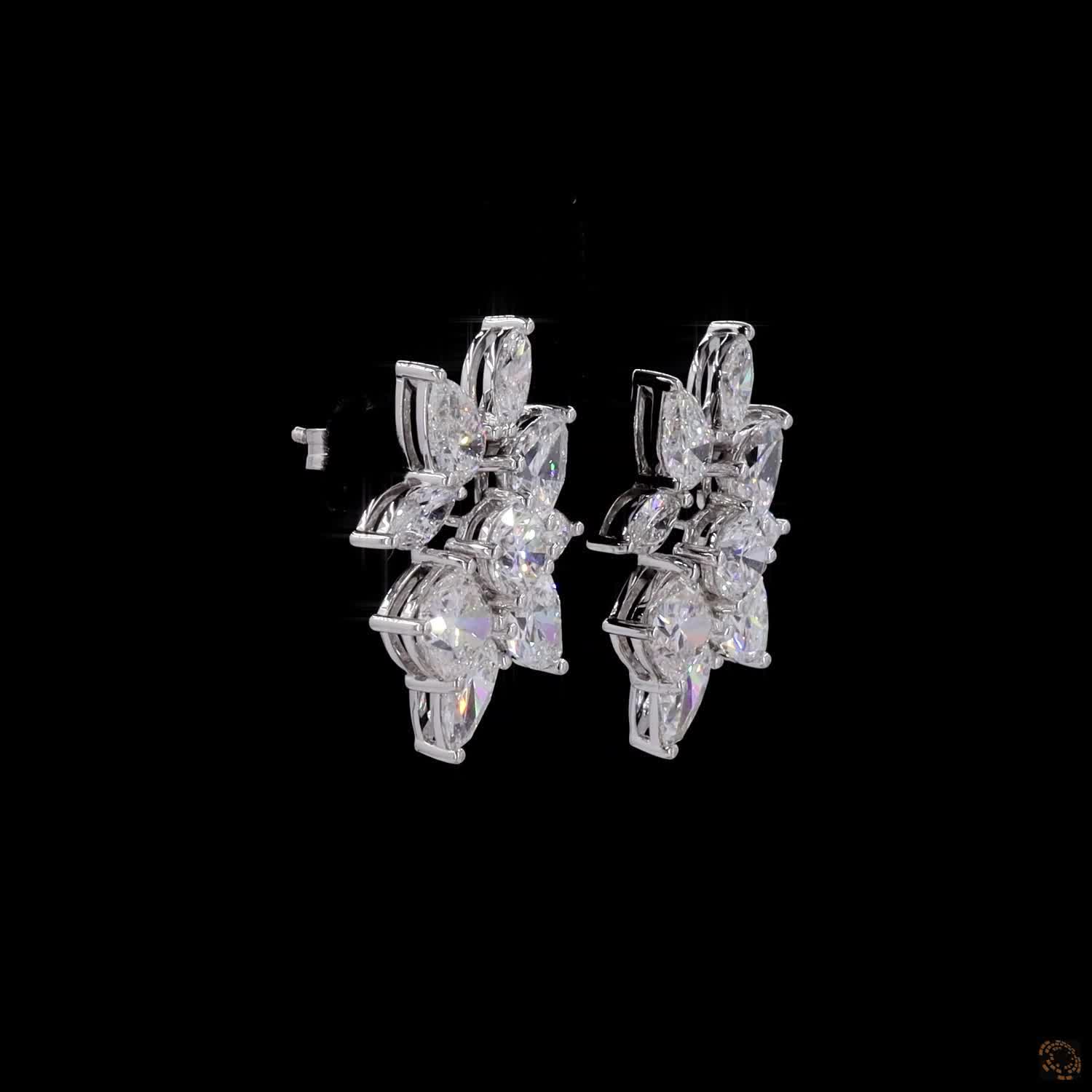 8.57 Ct GLAMOROUS HARRY WINSTON STYLE DIAMOND CLIP EARRINGS
