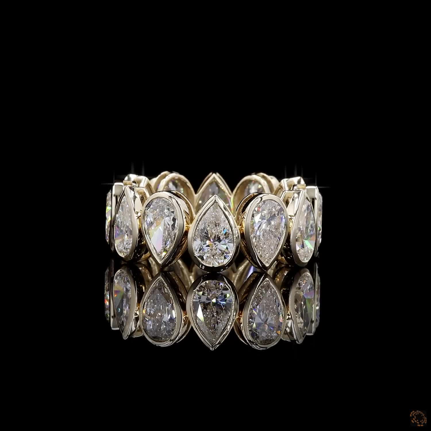 7.89 CT 14K Gold Pear Cut Diamond Eternity Band Ring | Luxury Teardrop Diamond Wedding & Anniversary Ring