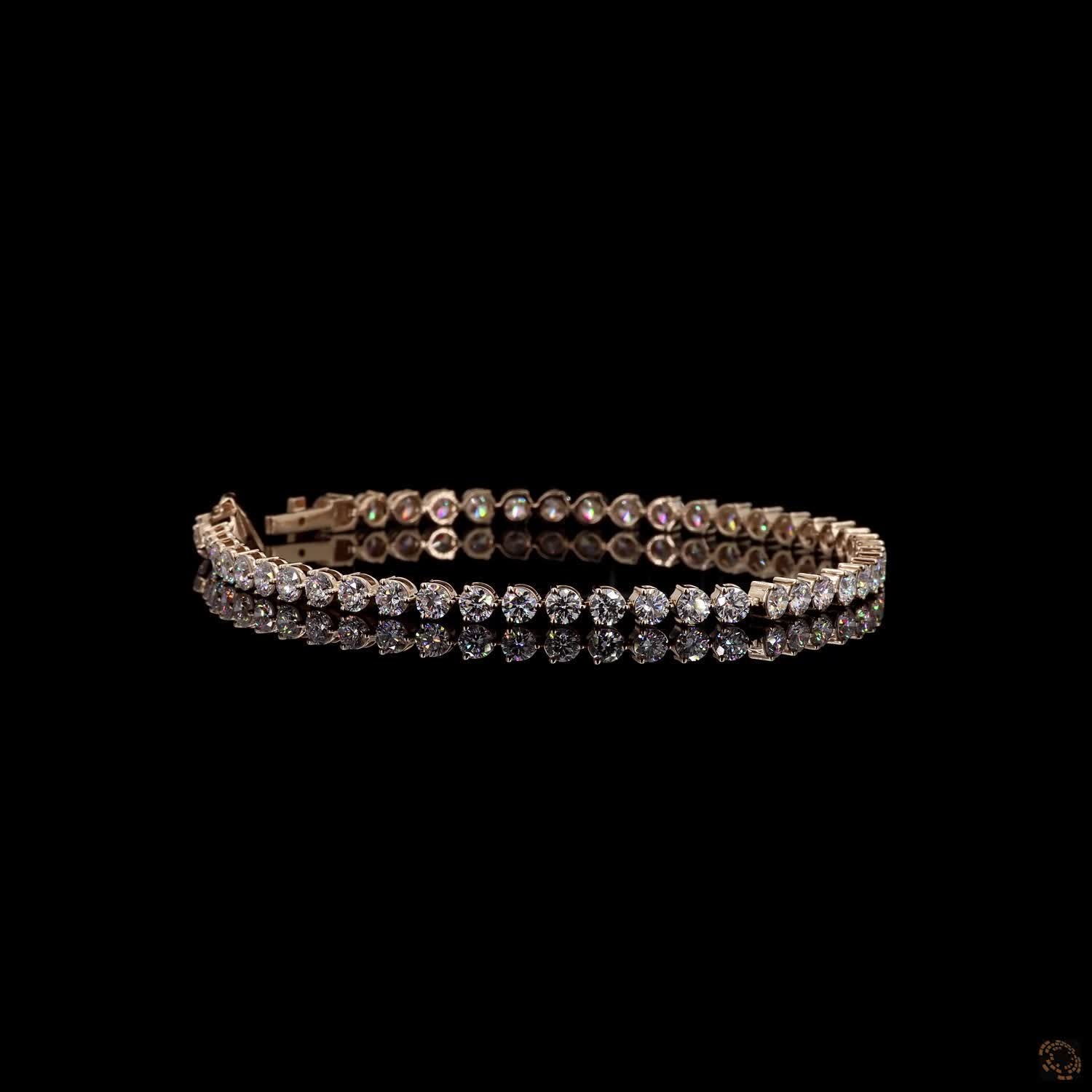 5.22 Ct Round Cut Diamond 4-Prong Line Bracelet in Yellow Gold